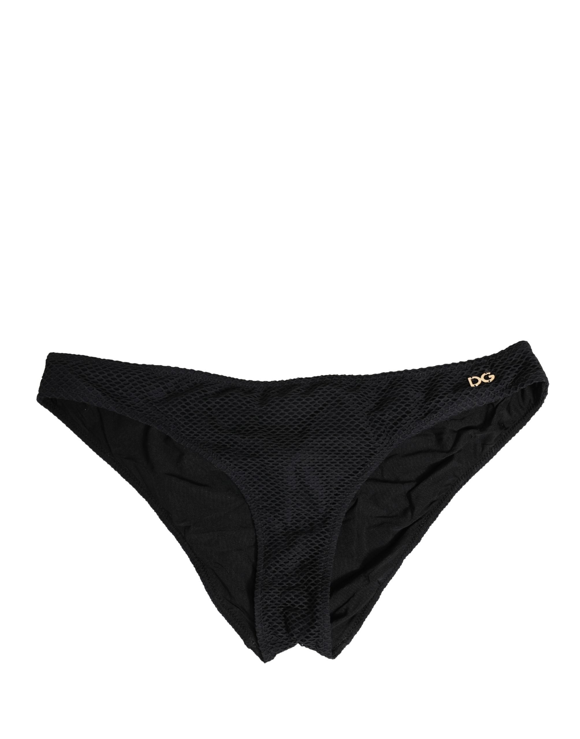 Dolce & Gabbana Black Nylon DG Logo Plaque Regular Brief Women's Underwear