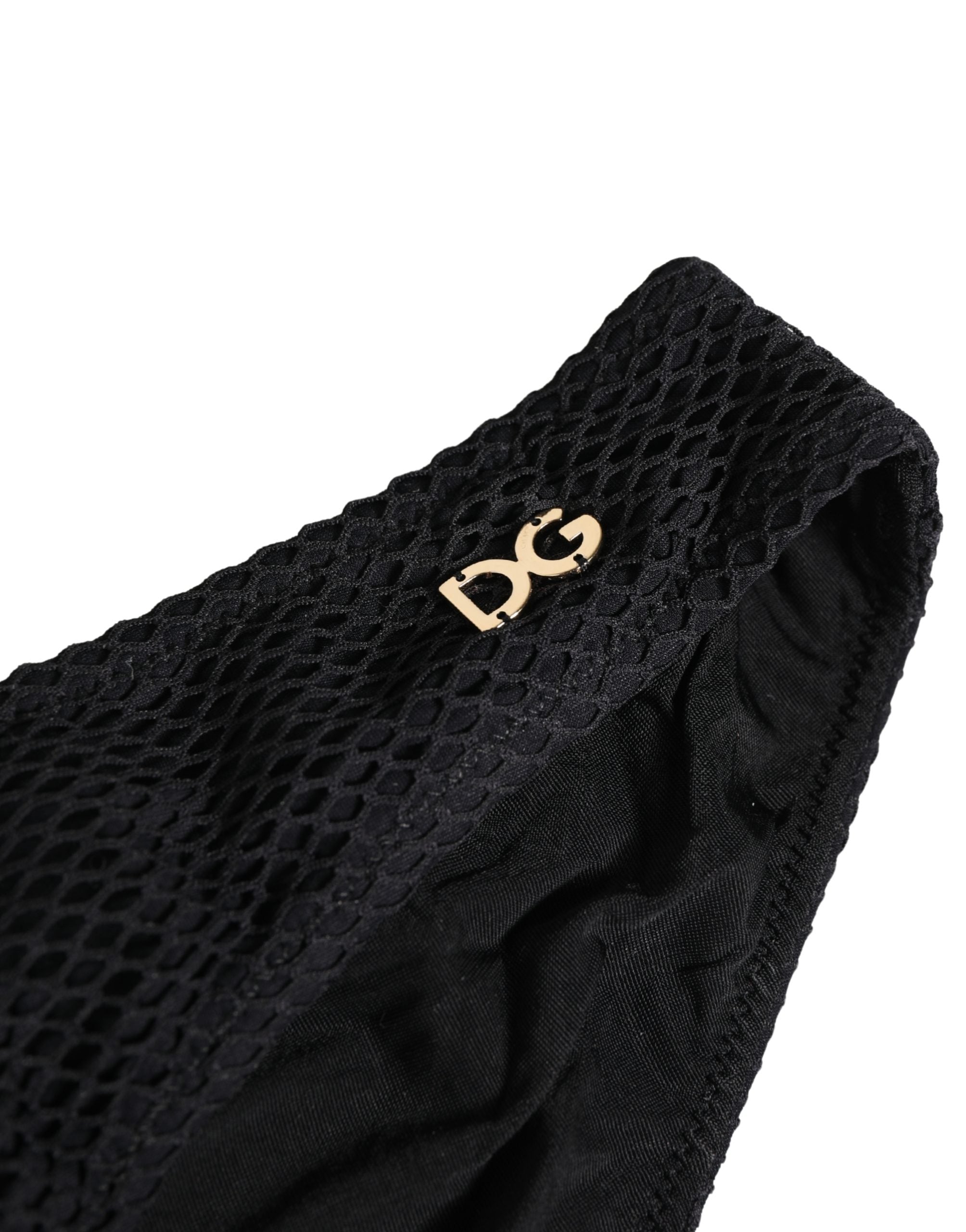 Dolce & Gabbana Black Nylon DG Logo Plaque Regular Brief Women's Underwear