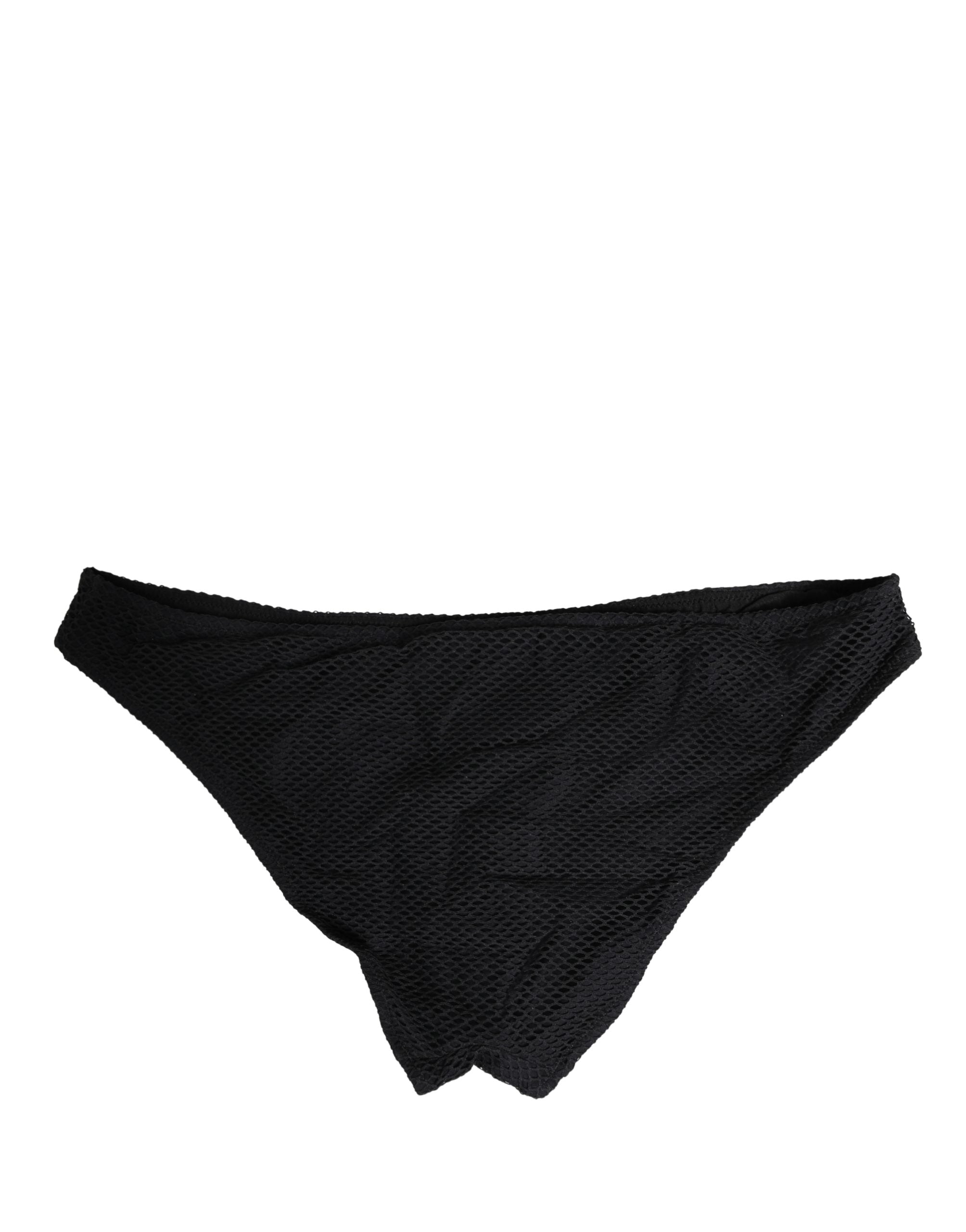 Dolce & Gabbana Black Nylon DG Logo Plaque Regular Brief Women's Underwear
