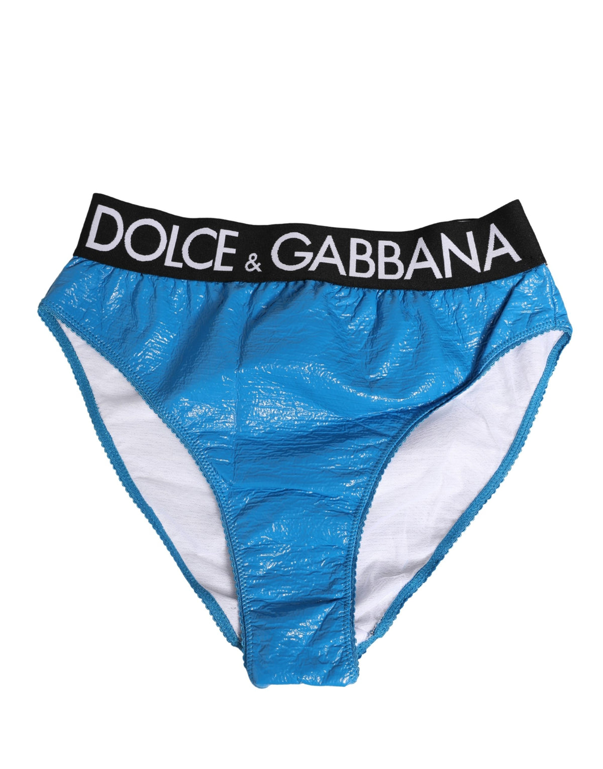 Dolce & Gabbana Blue Logo Waistband High Waist Brief Women's Underwear
