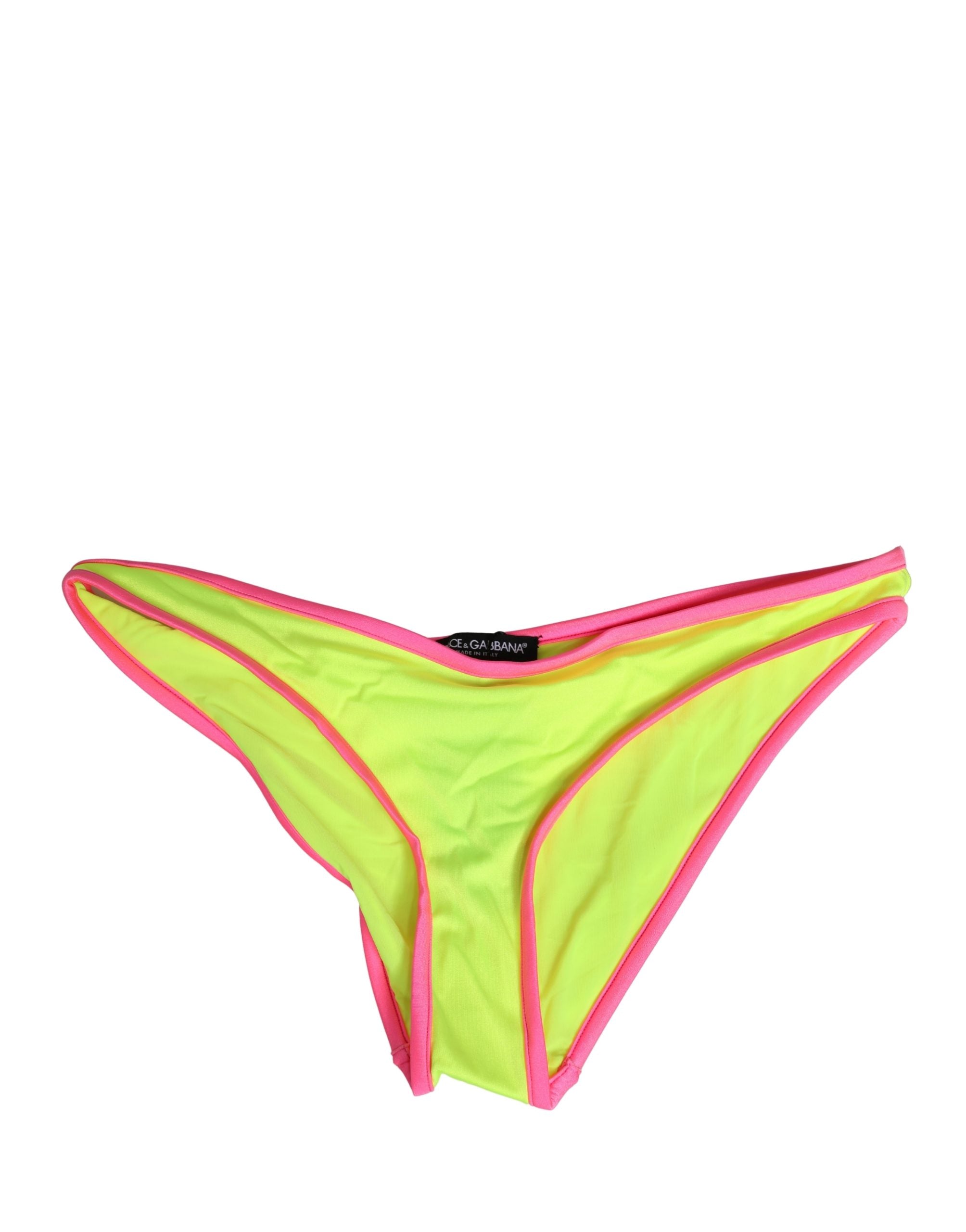 Dolce & Gabbana Yellow Pink Nylon Bottom Beachwear Bikini Underwear