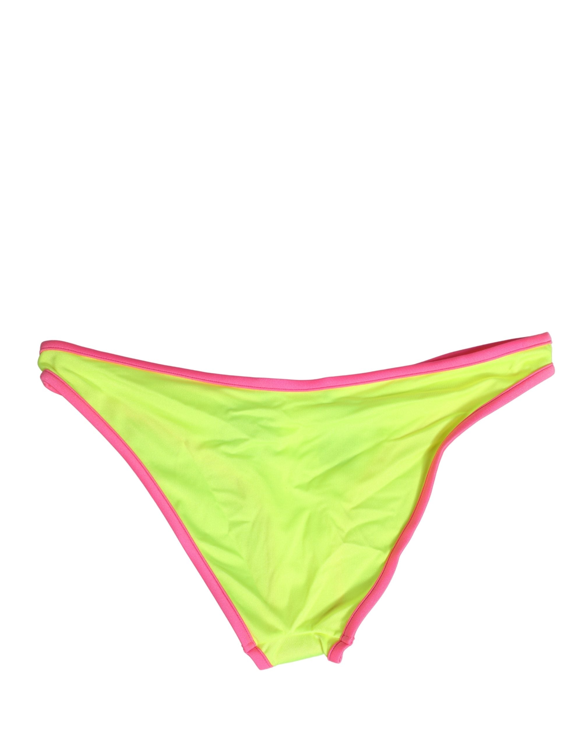 Dolce & Gabbana Yellow Pink Nylon Bottom Beachwear Bikini Underwear