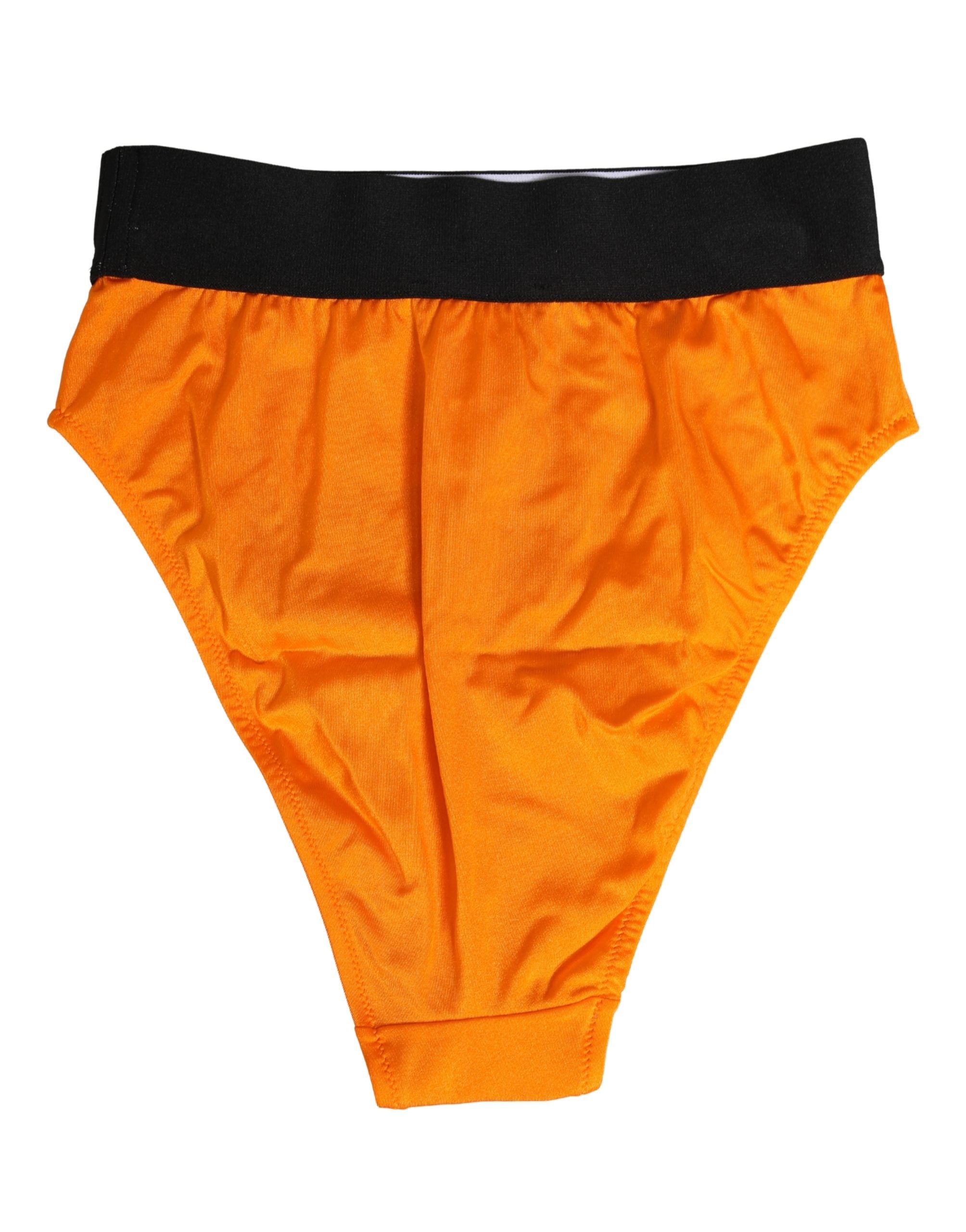 Dolce & Gabbana Orange Crystal High Waist Brief Panty Women's Underwear