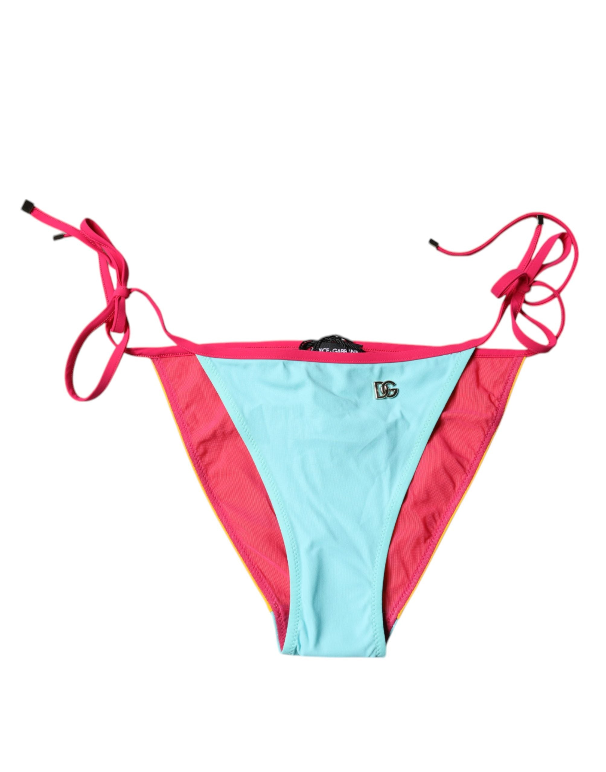 Dolce & Gabbana Multicolor Logo Swimsuit Bikini Bottom Women's Swimwear (Pre-Owned)