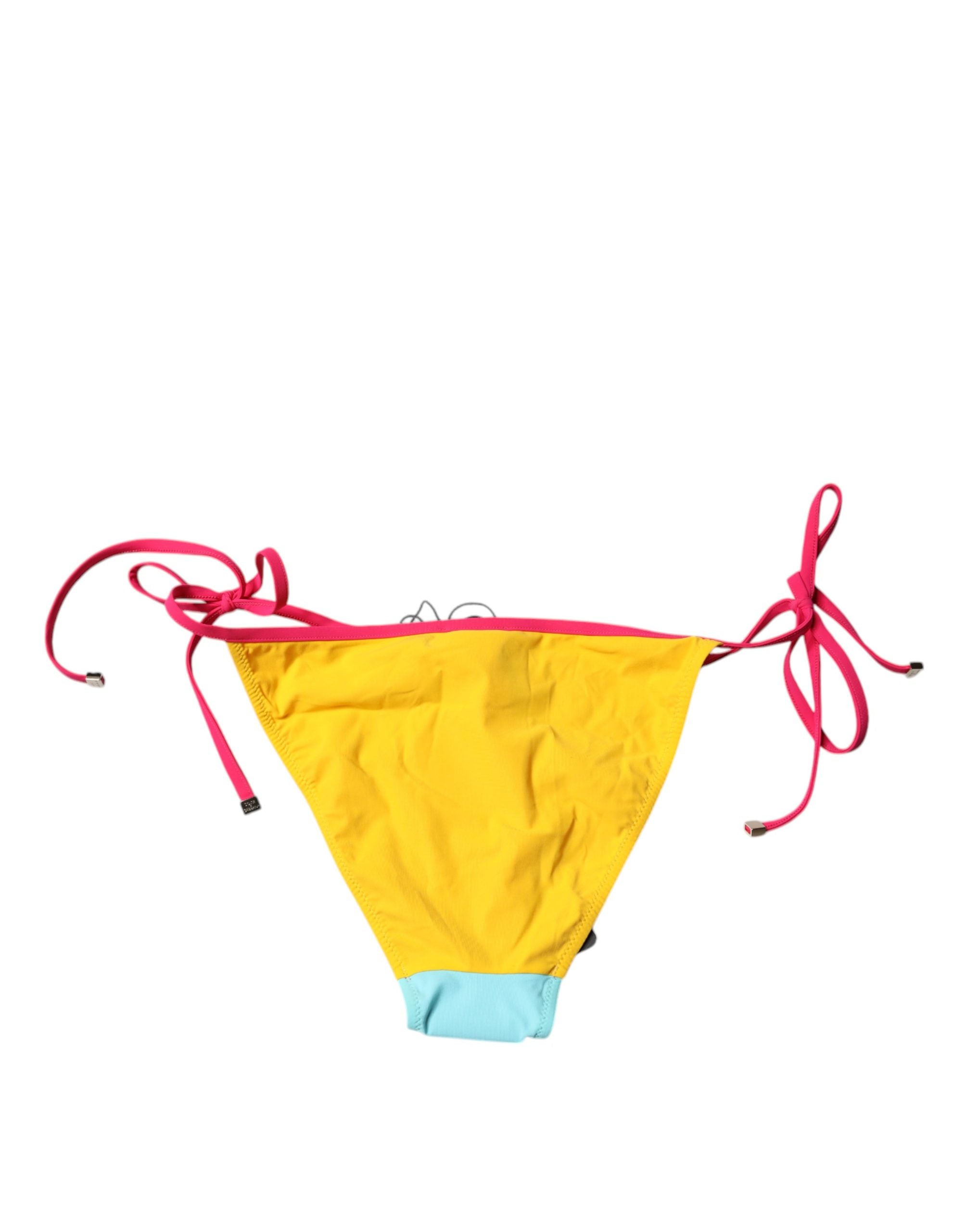 Dolce & Gabbana Multicolor Logo Swimsuit Bikini Bottom Women's Swimwear (Pre-Owned)