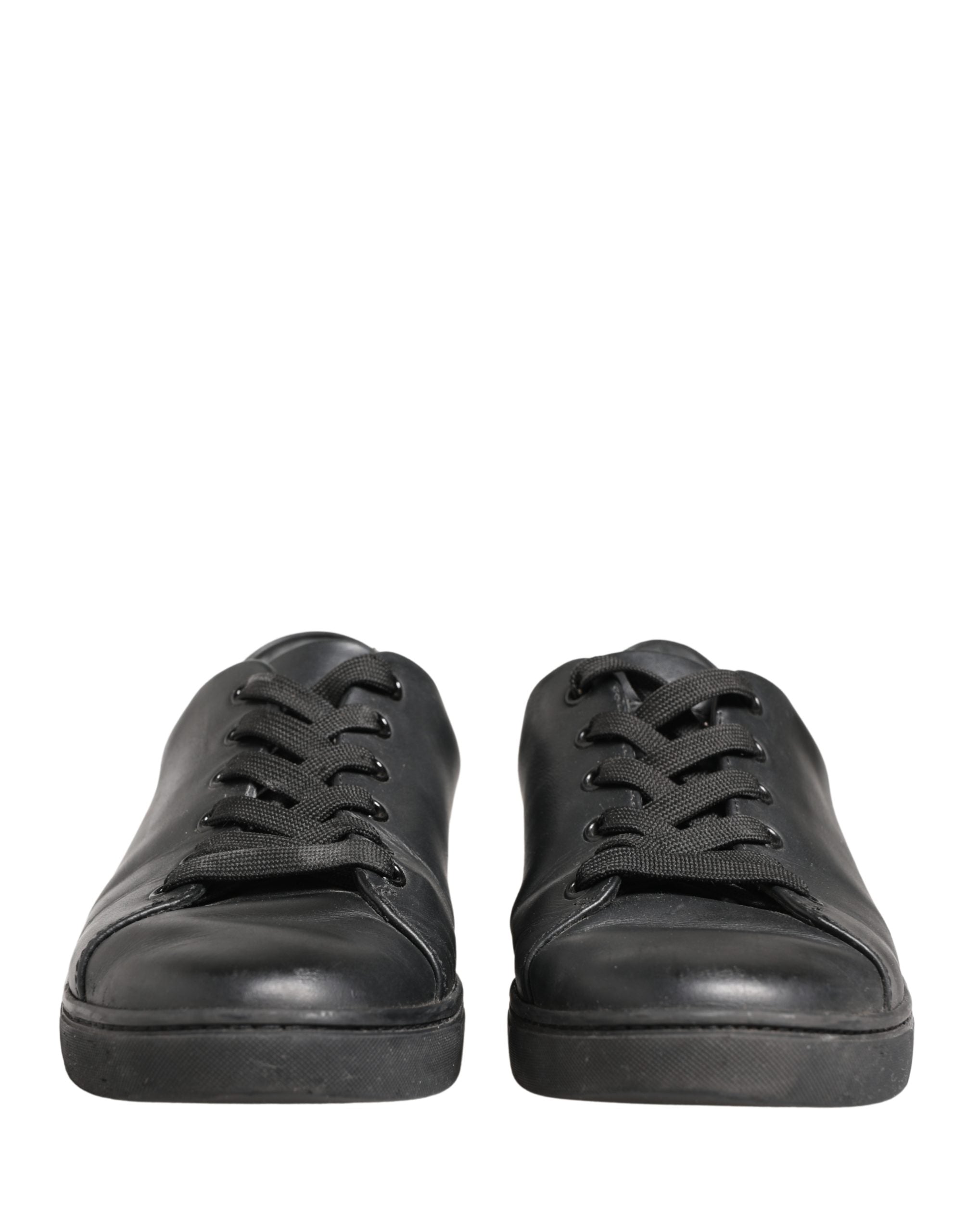 Dolce & Gabbana Black Leather Low Top Lace Up Sneakers Men's Shoes (Pre-Owned)