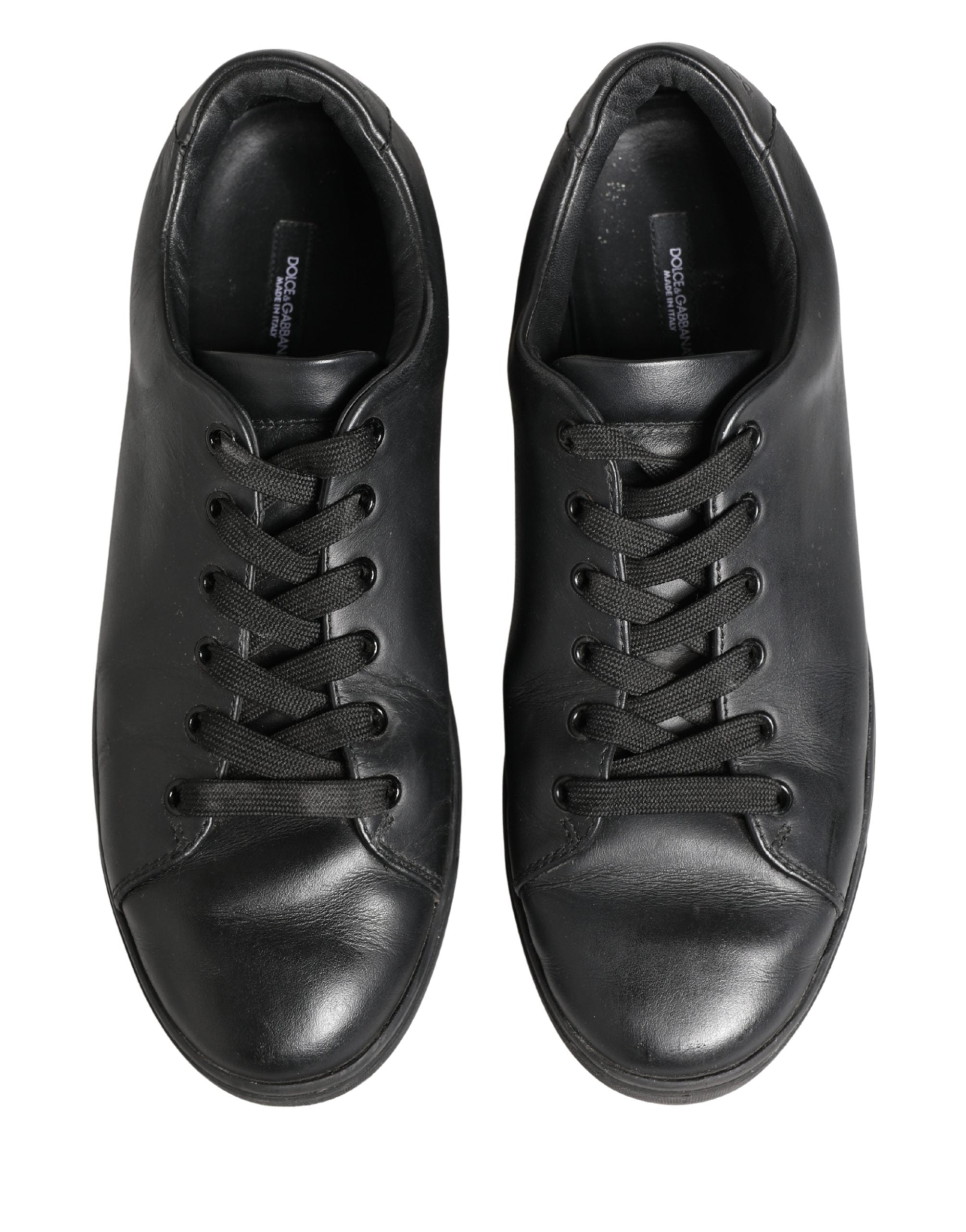 Dolce & Gabbana Black Leather Low Top Lace Up Sneakers Men's Shoes (Pre-Owned)