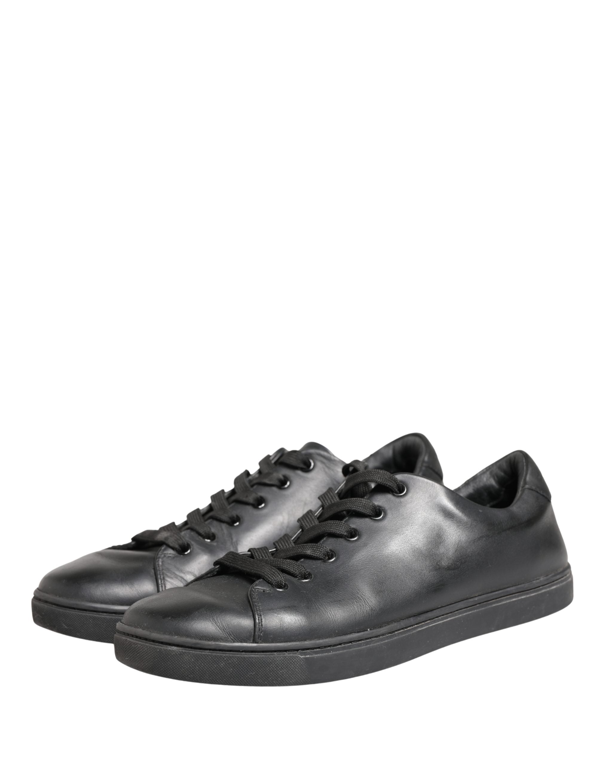 Dolce & Gabbana Black Leather Low Top Lace Up Sneakers Men's Shoes (Pre-Owned)