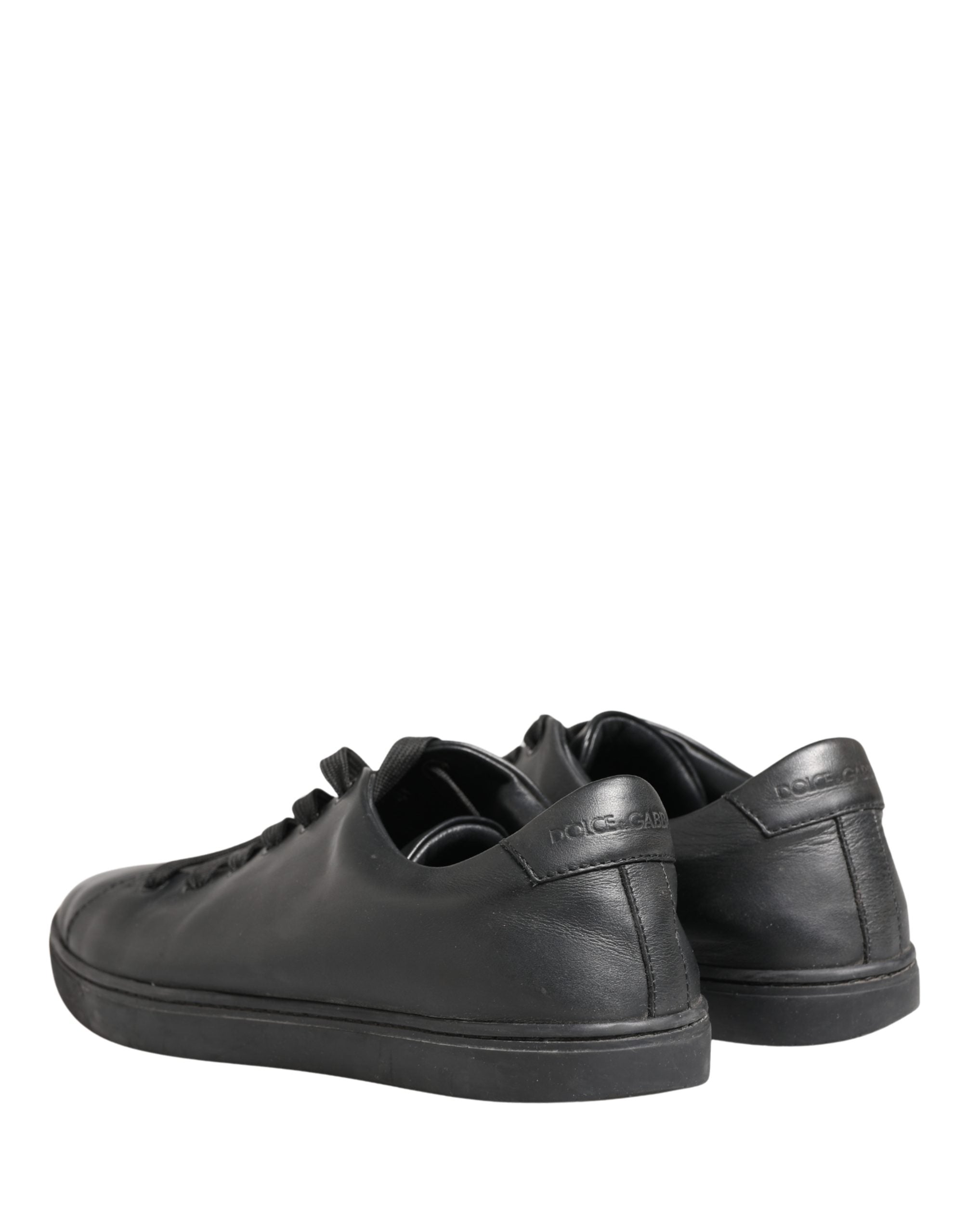 Dolce & Gabbana Black Leather Low Top Lace Up Sneakers Men's Shoes (Pre-Owned)