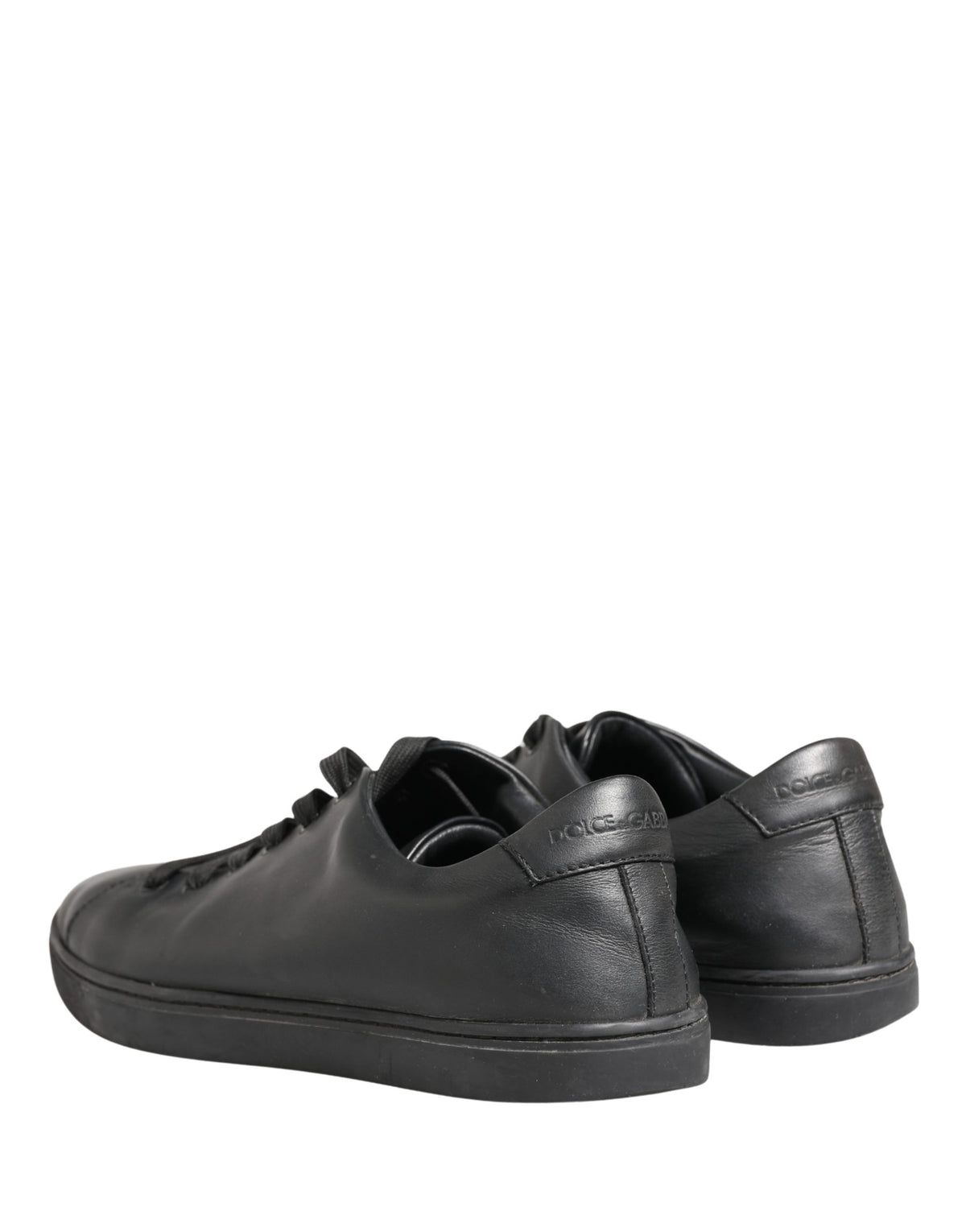 Dolce & Gabbana Black Leather Low Top Lace Up Sneakers Men's Shoes (Pre-Owned)