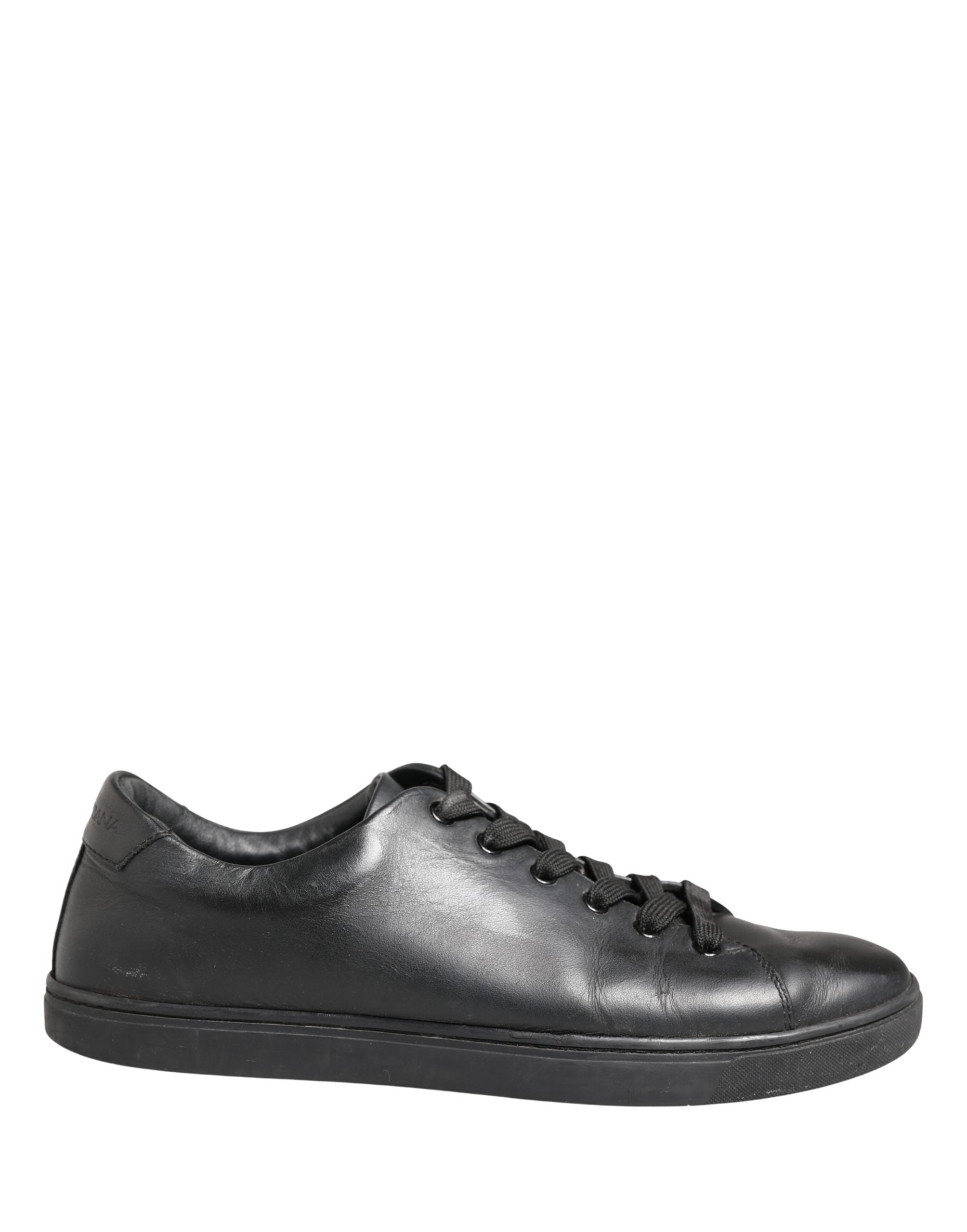 Dolce & Gabbana Black Leather Low Top Lace Up Sneakers Men's Shoes (Pre-Owned)