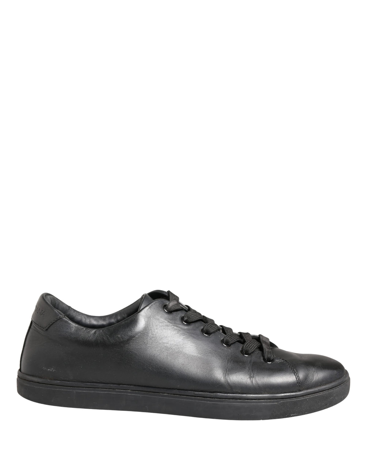 Dolce & Gabbana Black Leather Low Top Lace Up Sneakers Men's Shoes (Pre-Owned)