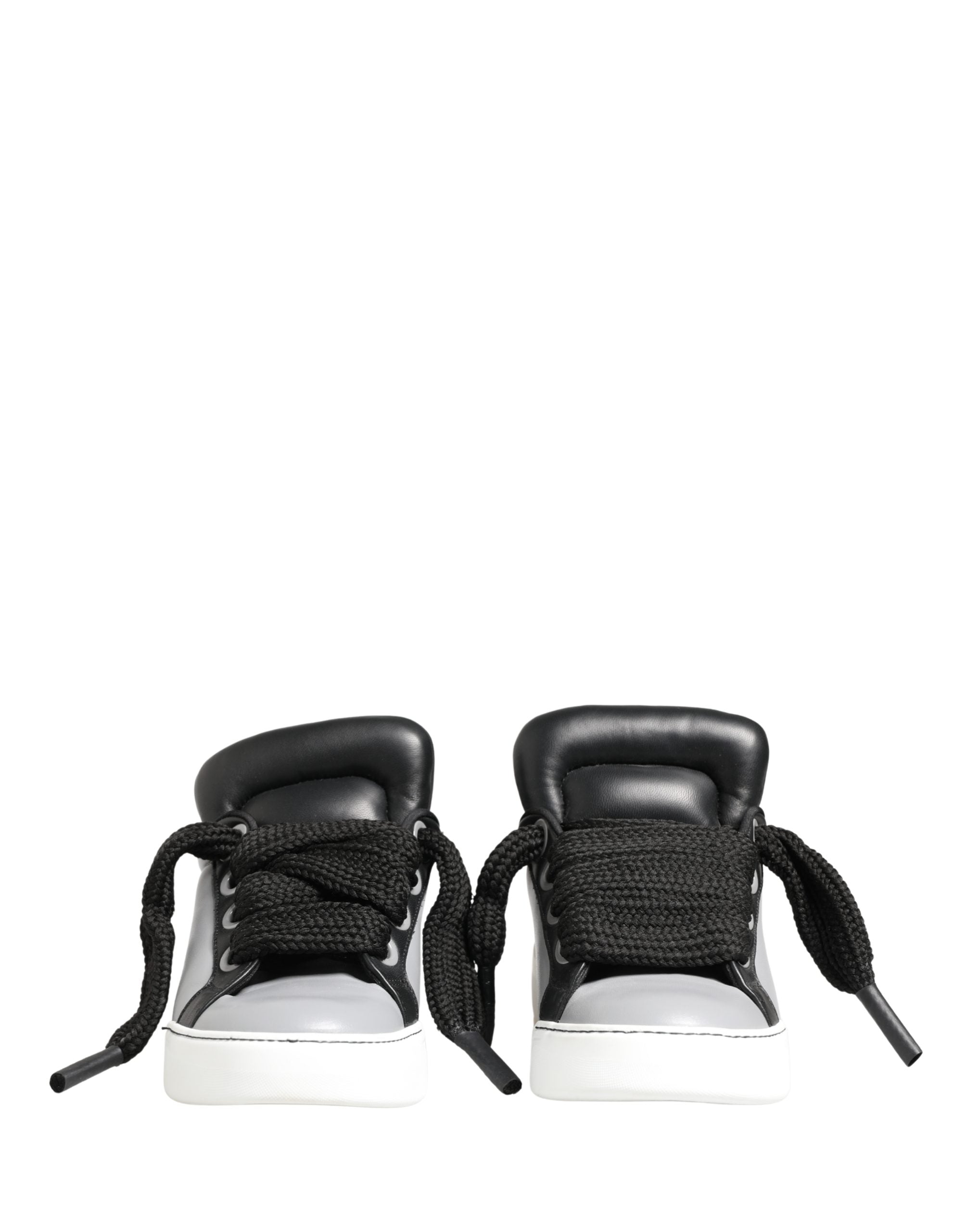 Dolce & Gabbana Gray Leather Low Top Lace Up Sneakers Men's Shoes (Pre-Owned)