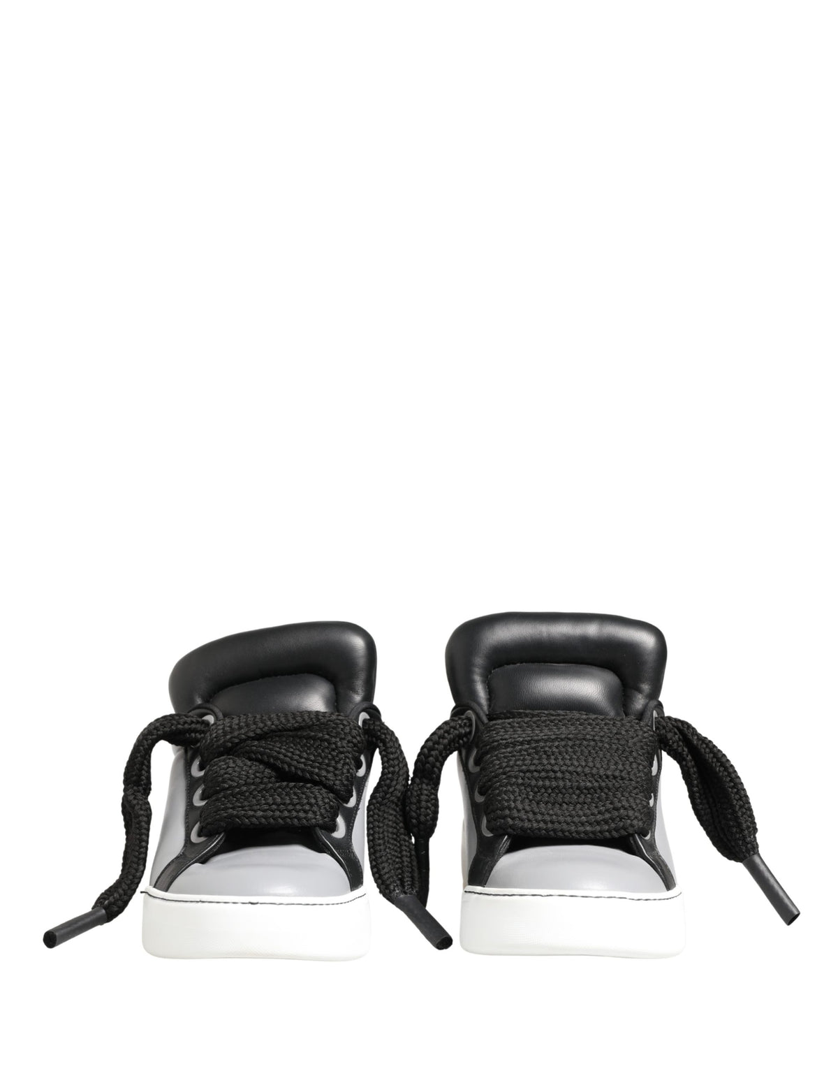 Dolce & Gabbana Gray Leather Low Top Lace Up Sneakers Men's Shoes (Pre-Owned)