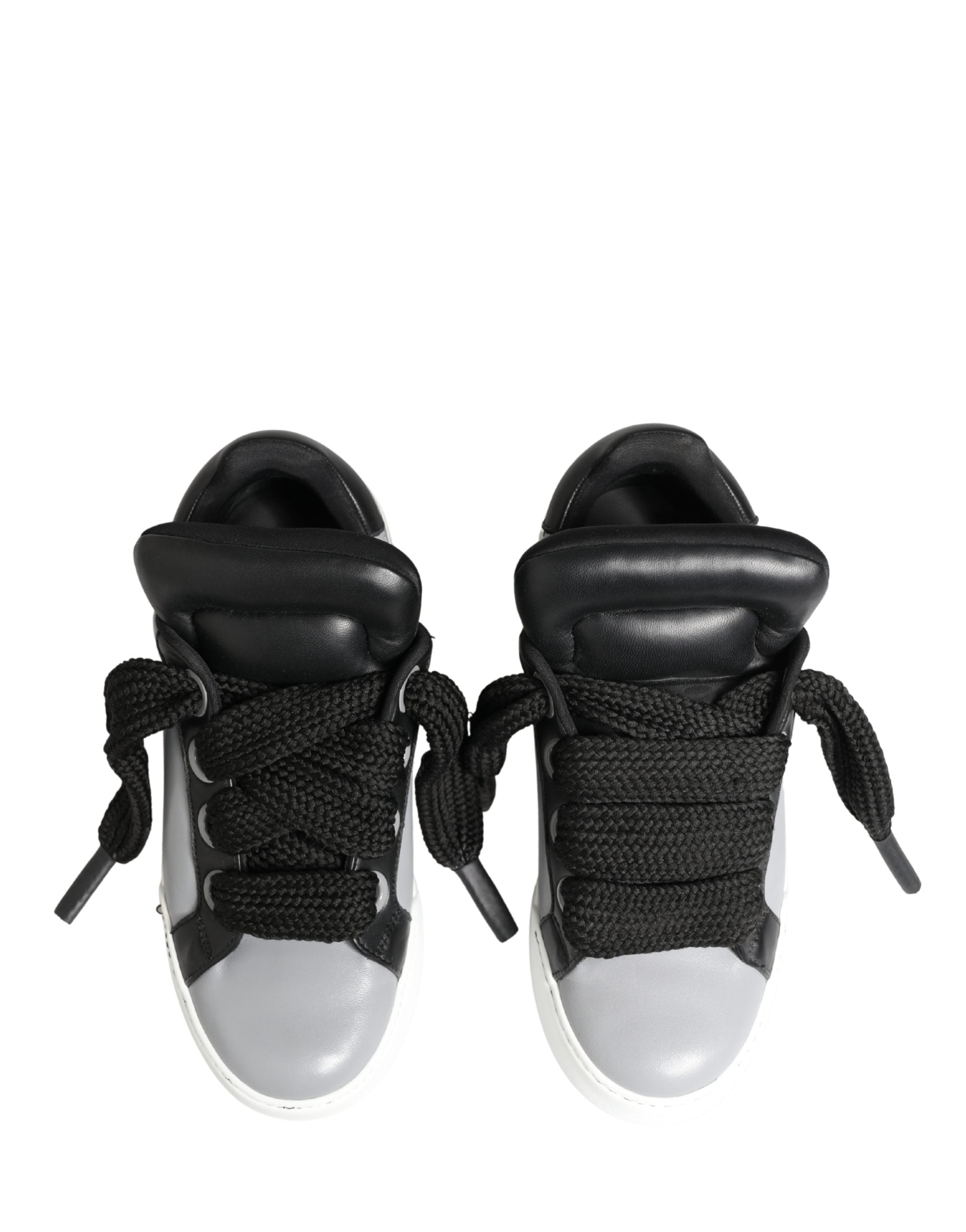 Dolce & Gabbana Gray Leather Low Top Lace Up Sneakers Men's Shoes (Pre-Owned)