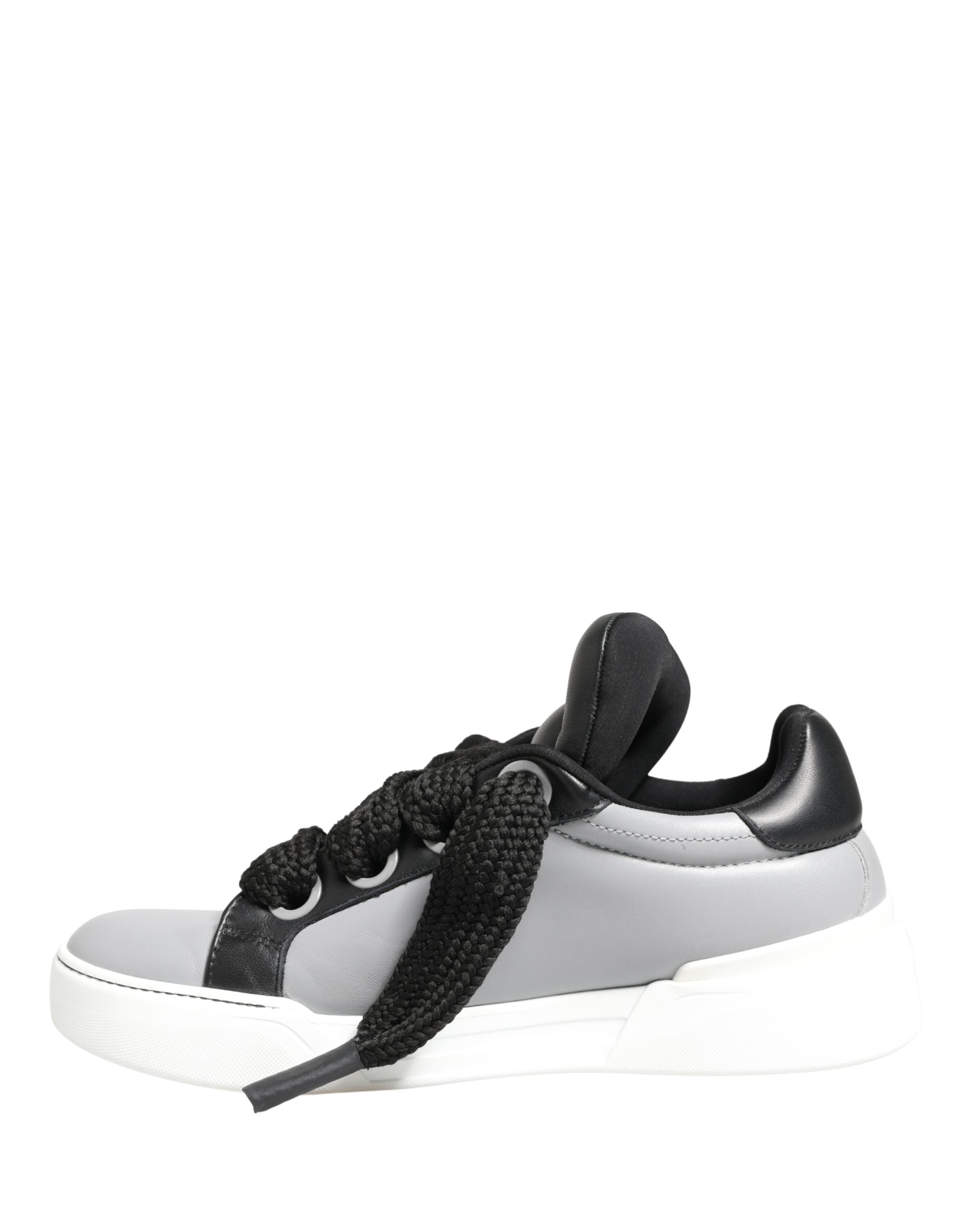 Dolce & Gabbana Gray Leather Low Top Lace Up Sneakers Men's Shoes (Pre-Owned)