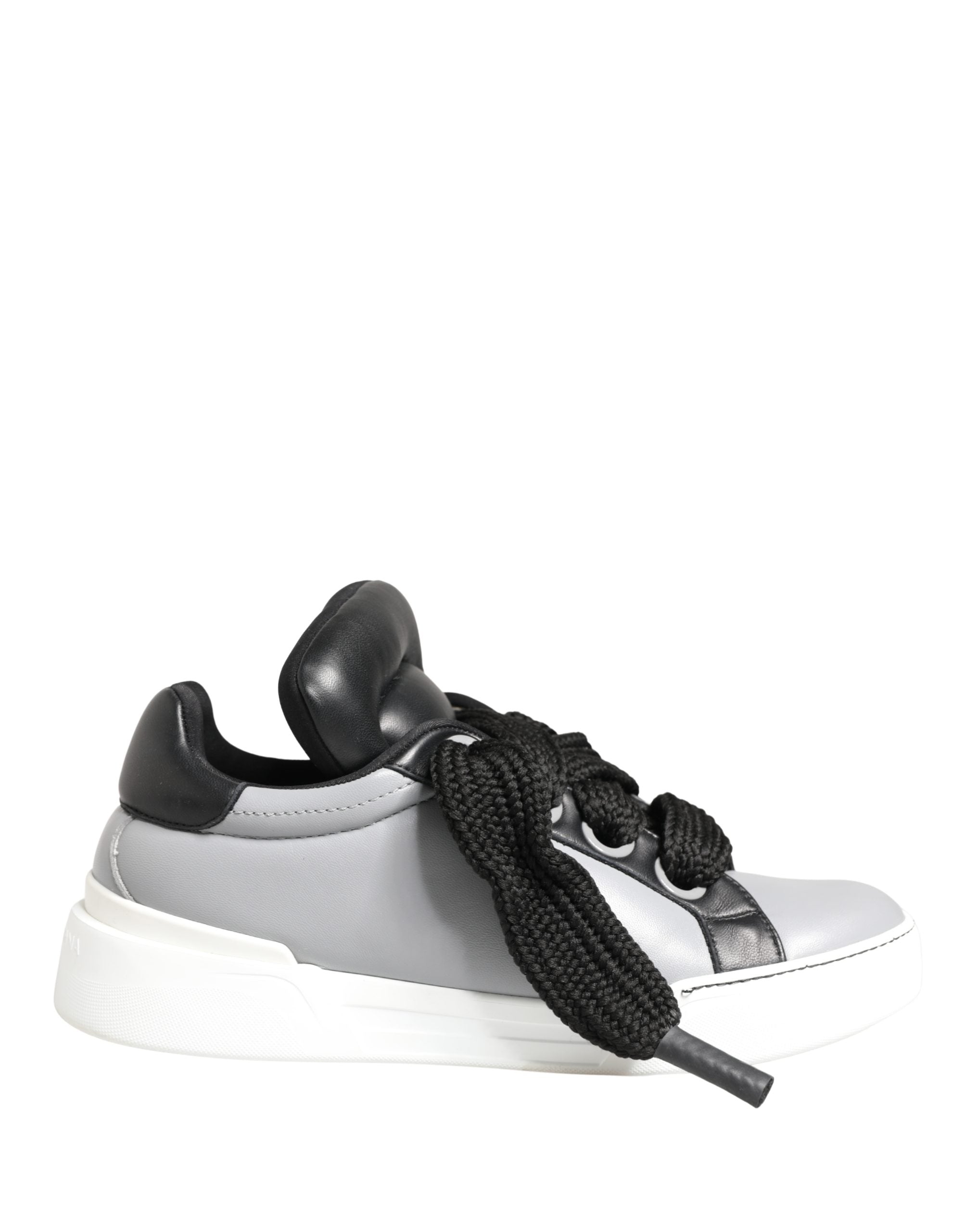 Dolce & Gabbana Gray Leather Low Top Lace Up Sneakers Men's Shoes (Pre-Owned)