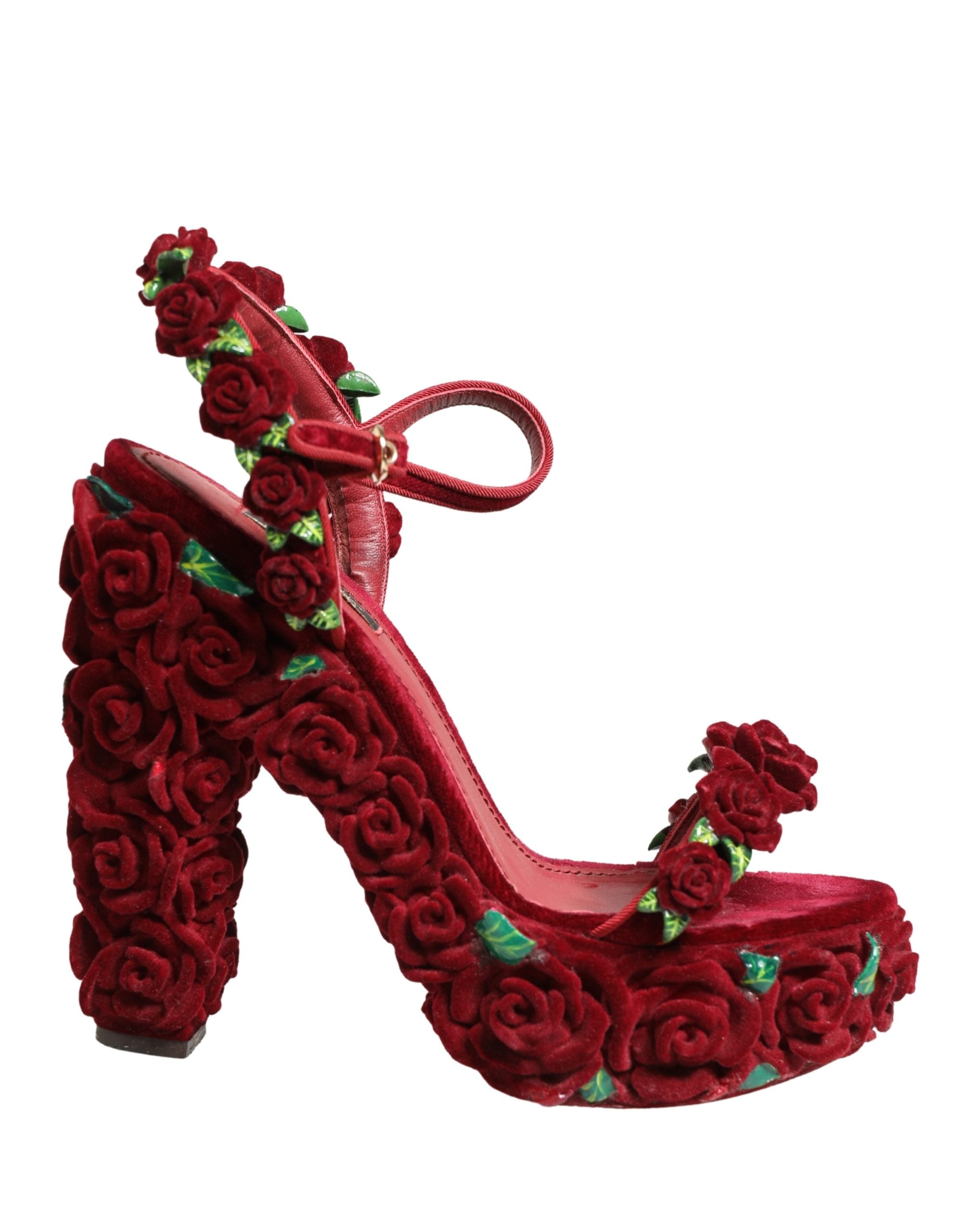 Dolce & Gabbana Red Rose Embellished Platform Sandals Women's Shoes (Pre-Owned)