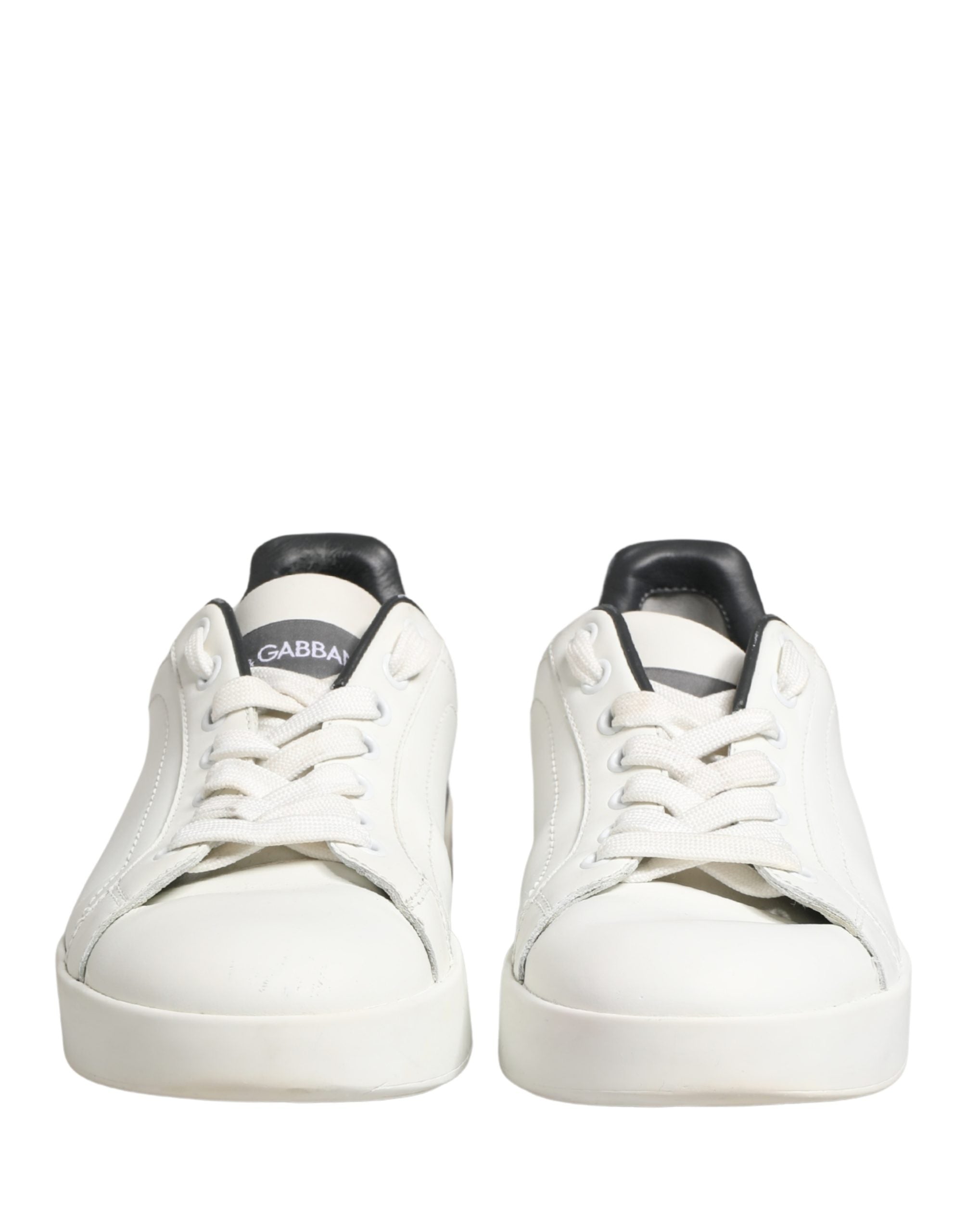 Dolce & Gabbana White Black Portofino Leather Sneakers Women's Shoes (Pre-Owned)
