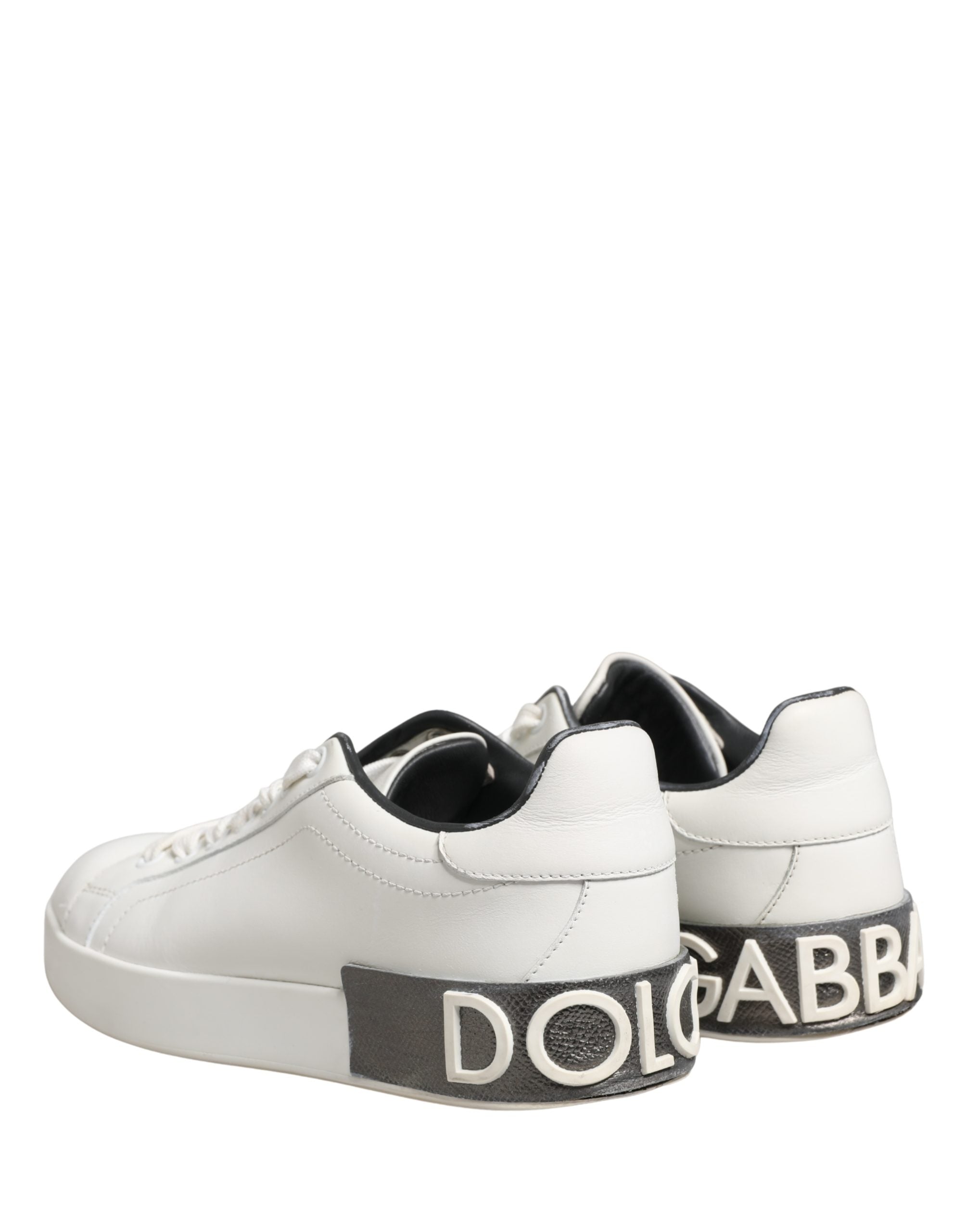 Dolce & Gabbana White Black Portofino Leather Sneakers Women's Shoes (Pre-Owned)