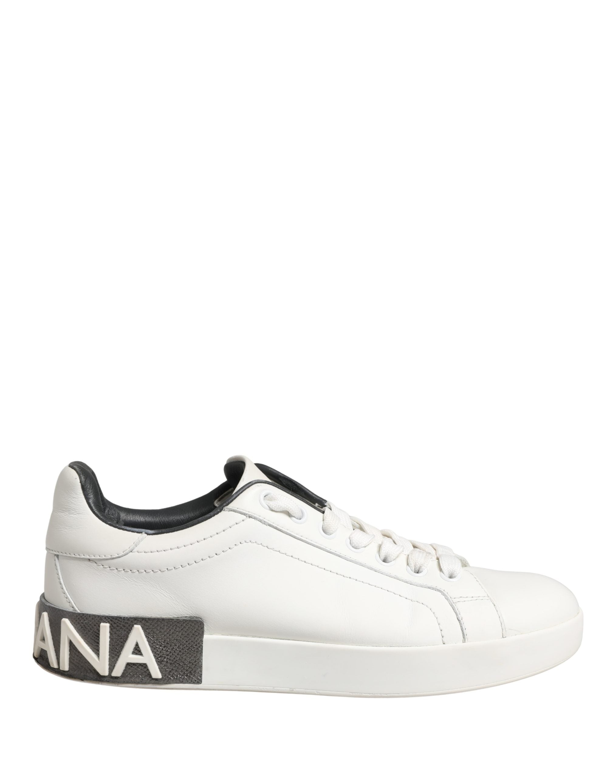 Dolce & Gabbana White Black Portofino Leather Sneakers Women's Shoes (Pre-Owned)