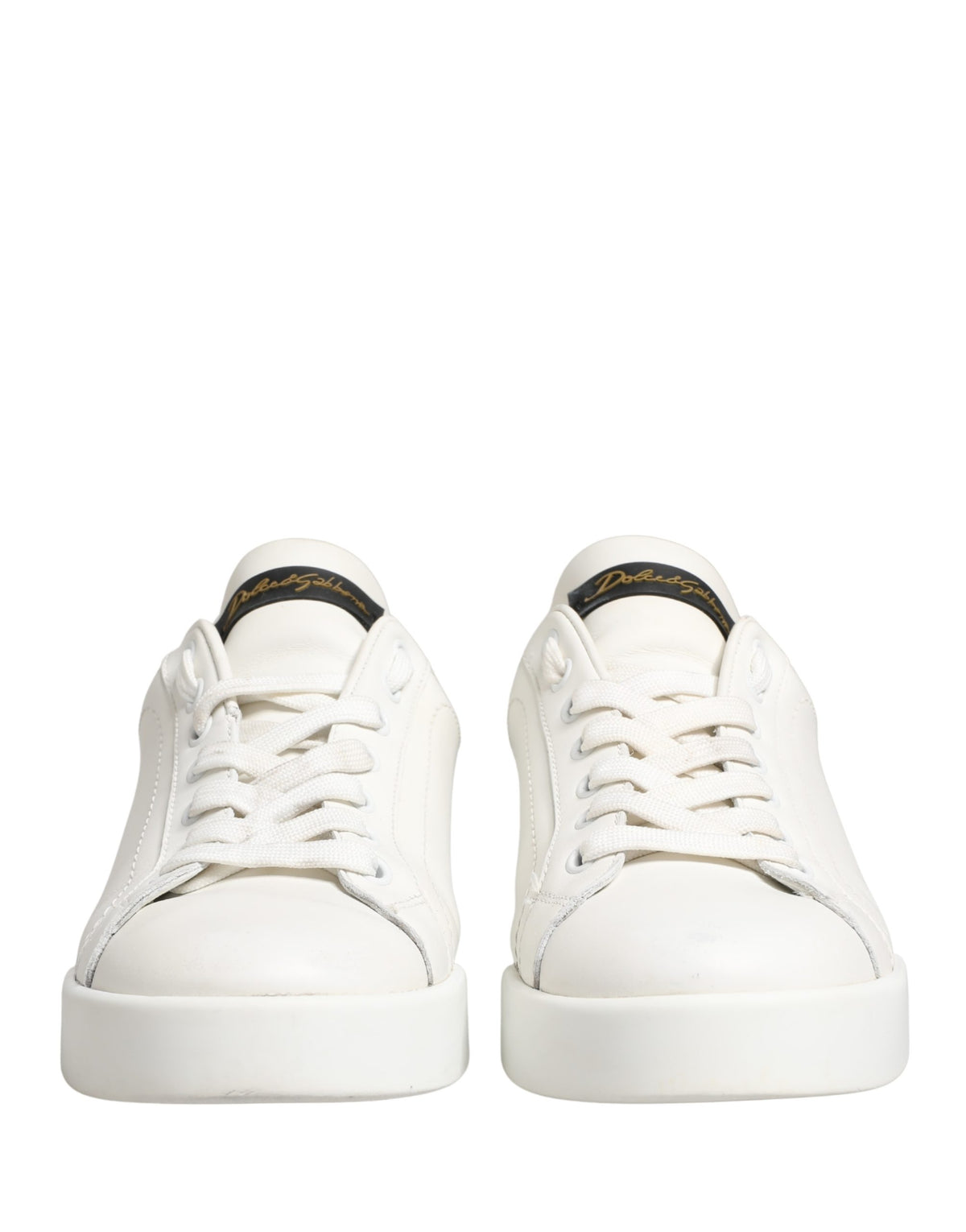 Dolce & Gabbana White Black Portofino Leather Sneakers Women's Shoes (Pre-Owned)