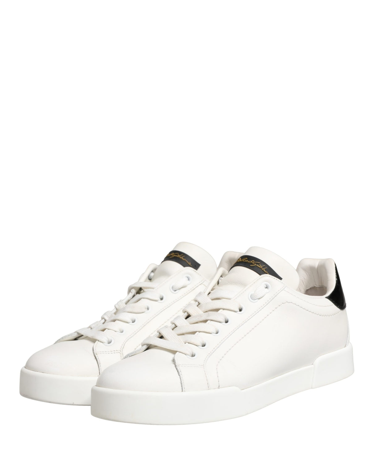 Dolce & Gabbana White Black Portofino Leather Sneakers Women's Shoes (Pre-Owned)