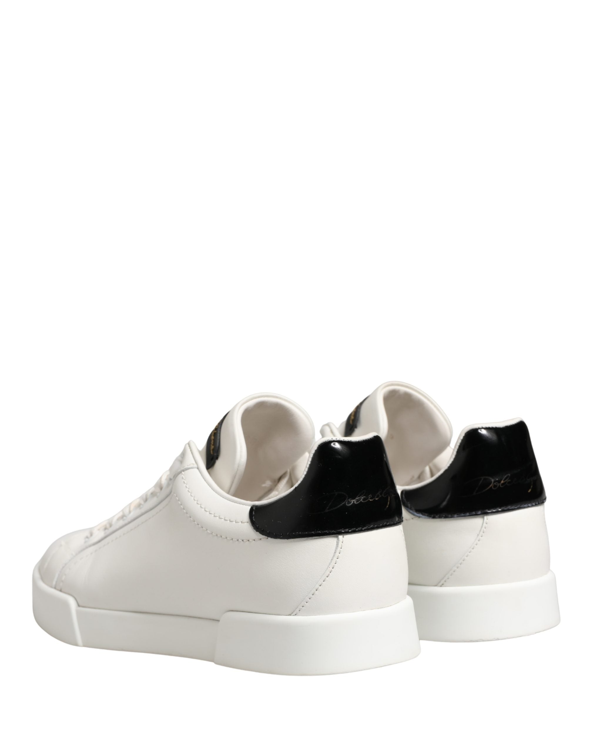 Dolce & Gabbana White Black Portofino Leather Sneakers Women's Shoes (Pre-Owned)