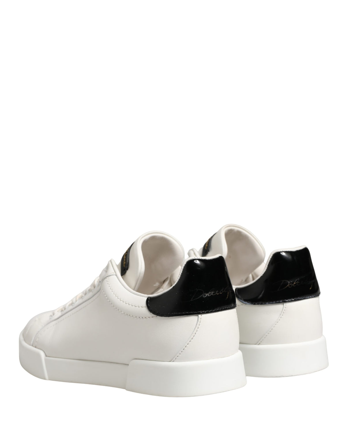 Dolce & Gabbana White Black Portofino Leather Sneakers Women's Shoes (Pre-Owned)