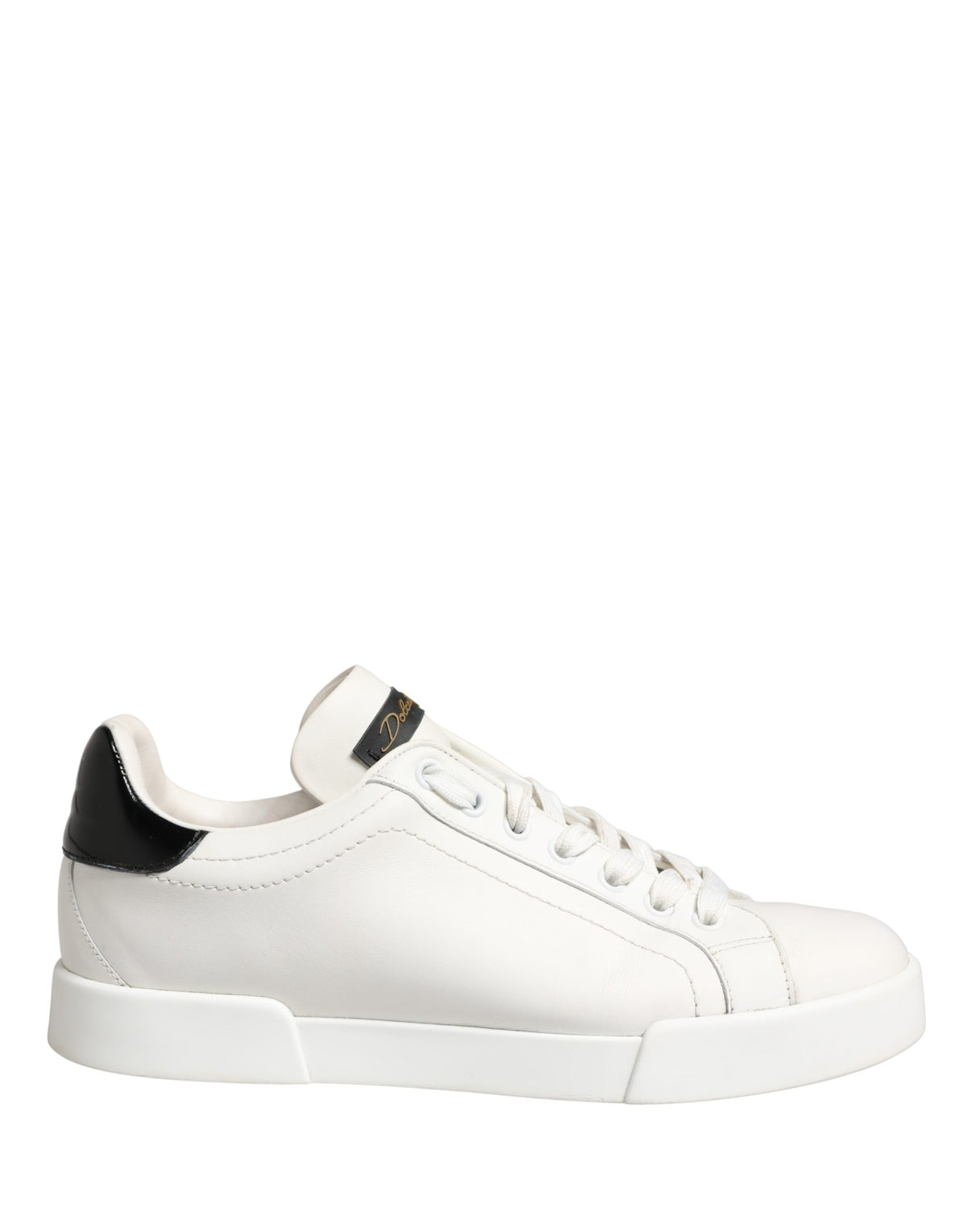 Dolce & Gabbana White Black Portofino Leather Sneakers Women's Shoes (Pre-Owned)