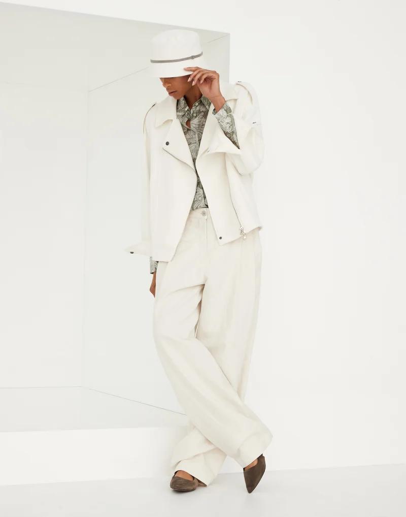 Brunello Cucinelli Bicolor Silk Pattern Women's Shirt
