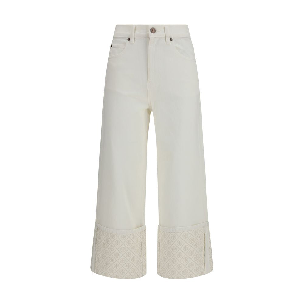 Tory Burch White Cotton Straight-Leg Women's Jeans