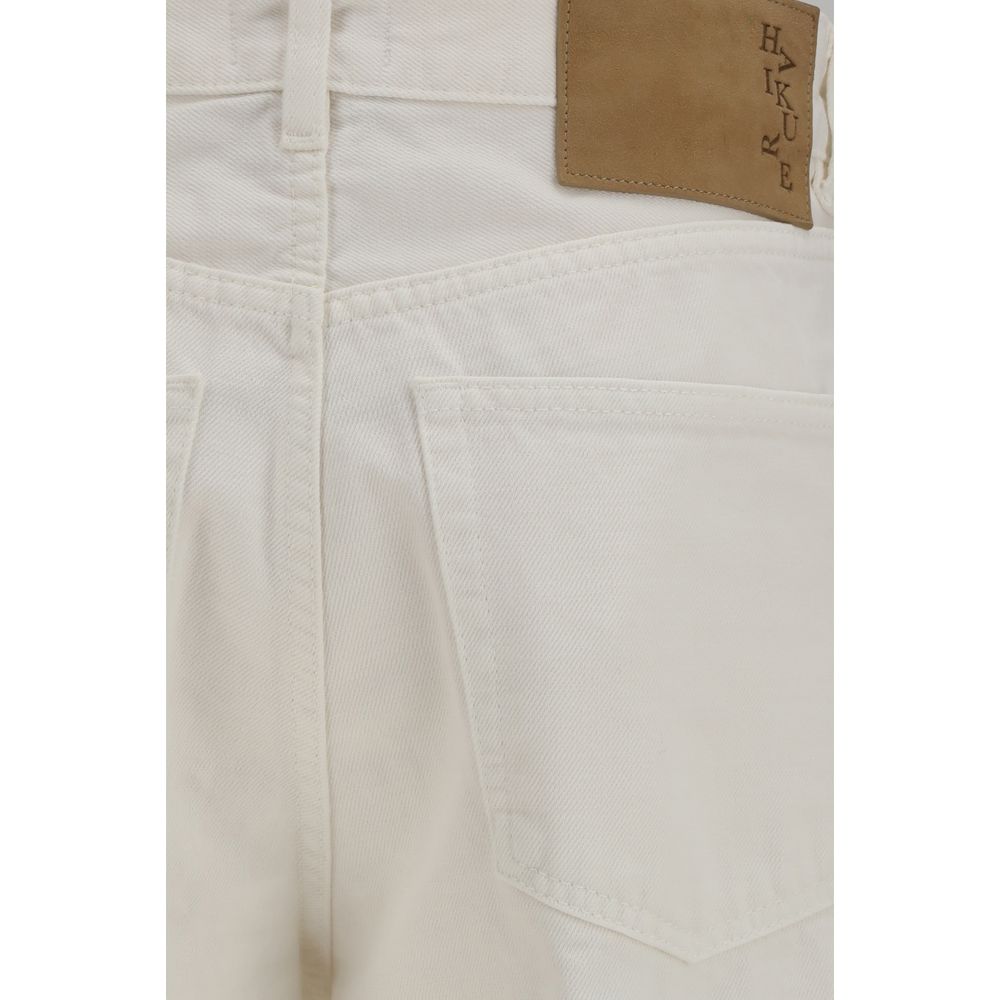 Haikure White Cotton Relaxed Fit Women's Jeans
