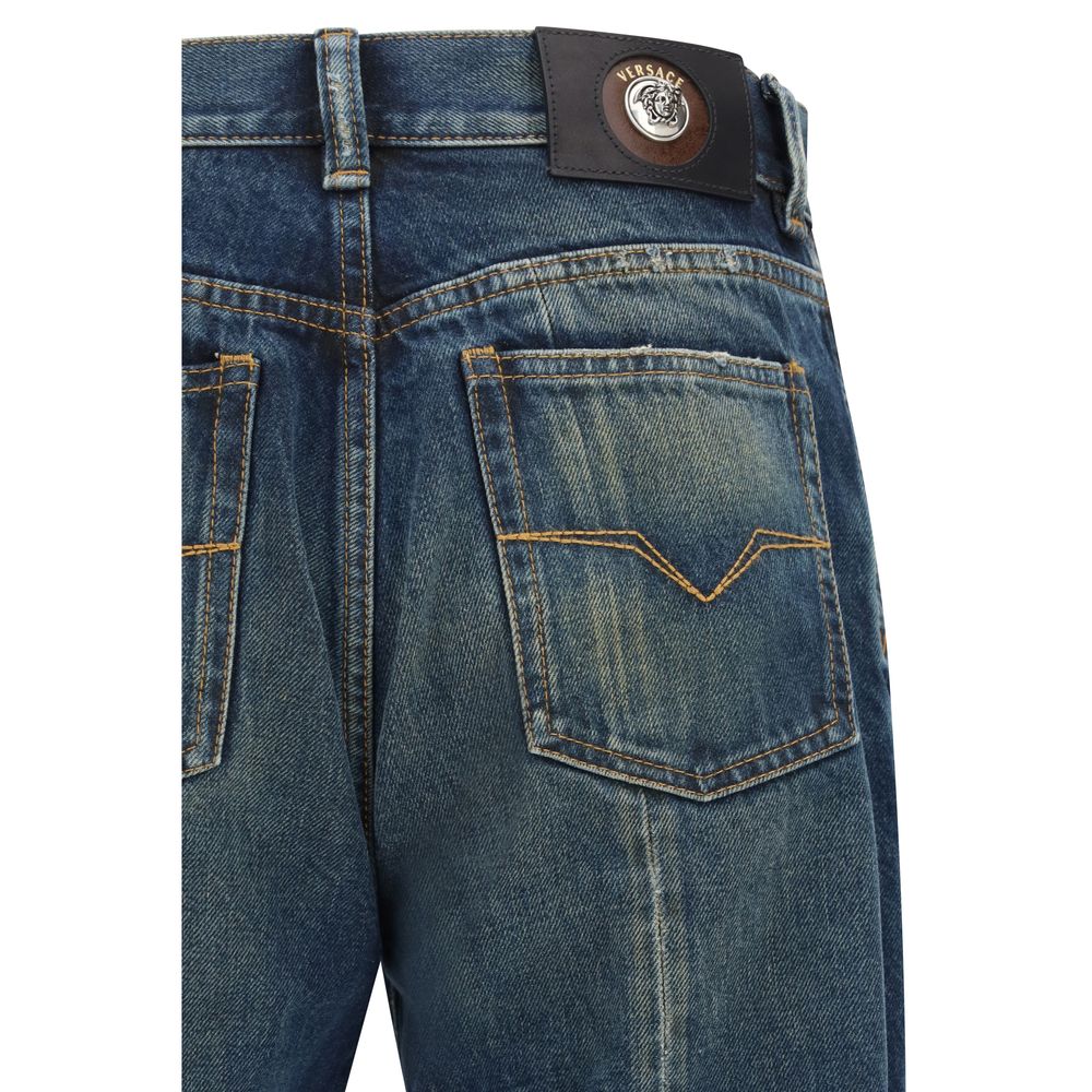 Versace Blue Cotton Straight-Leg Men's Jeans