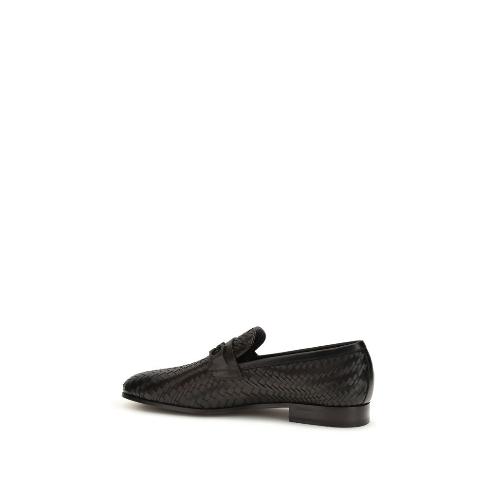 Ferragamo Brown Calf Leather Bos Taurus Slip-On Men's Loafers