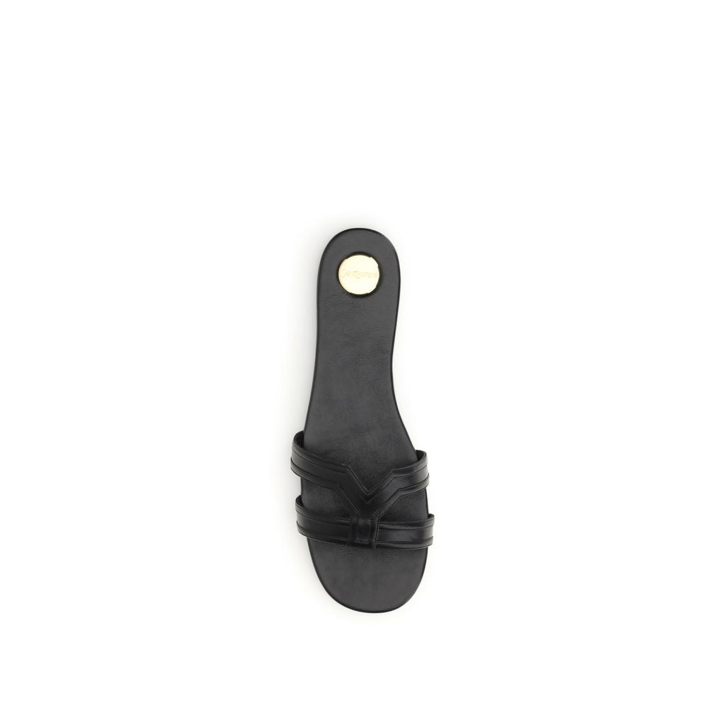 Saint Laurent Black Calf Leather Bos Taurus Women's Sandals