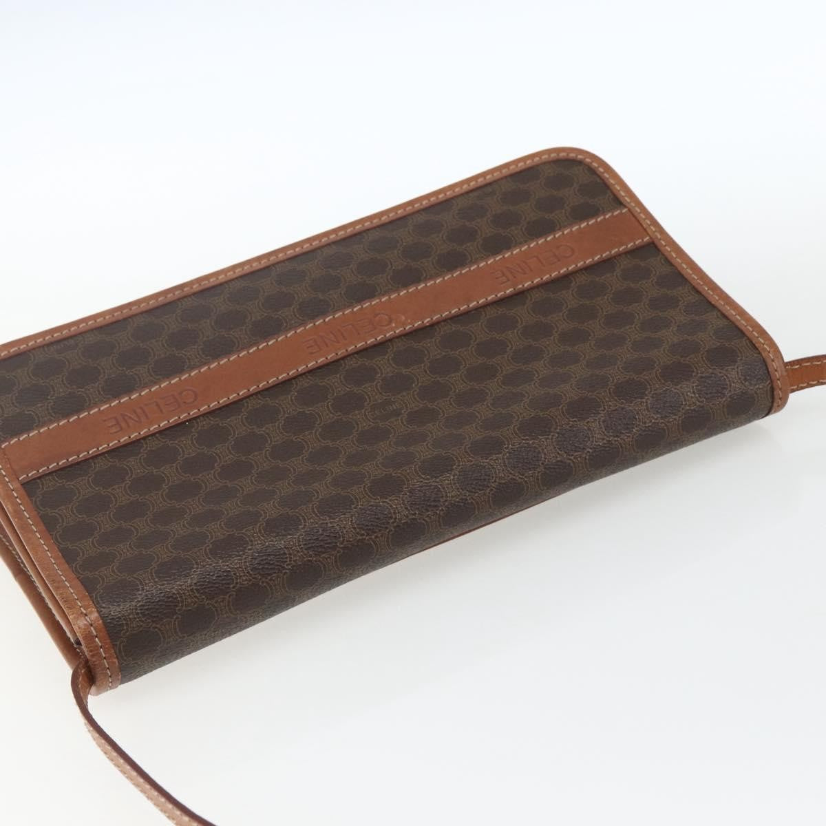 Celine Vintage Macadam Canvas And Leather Brown Canvas Shoulder Bag Bag (Pre-Owned)