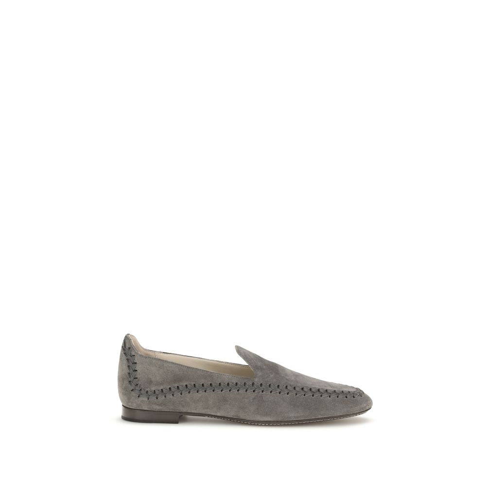 Giorgio Armani Gray Calf Leather Bos Taurus Slip-On Women's Loafers