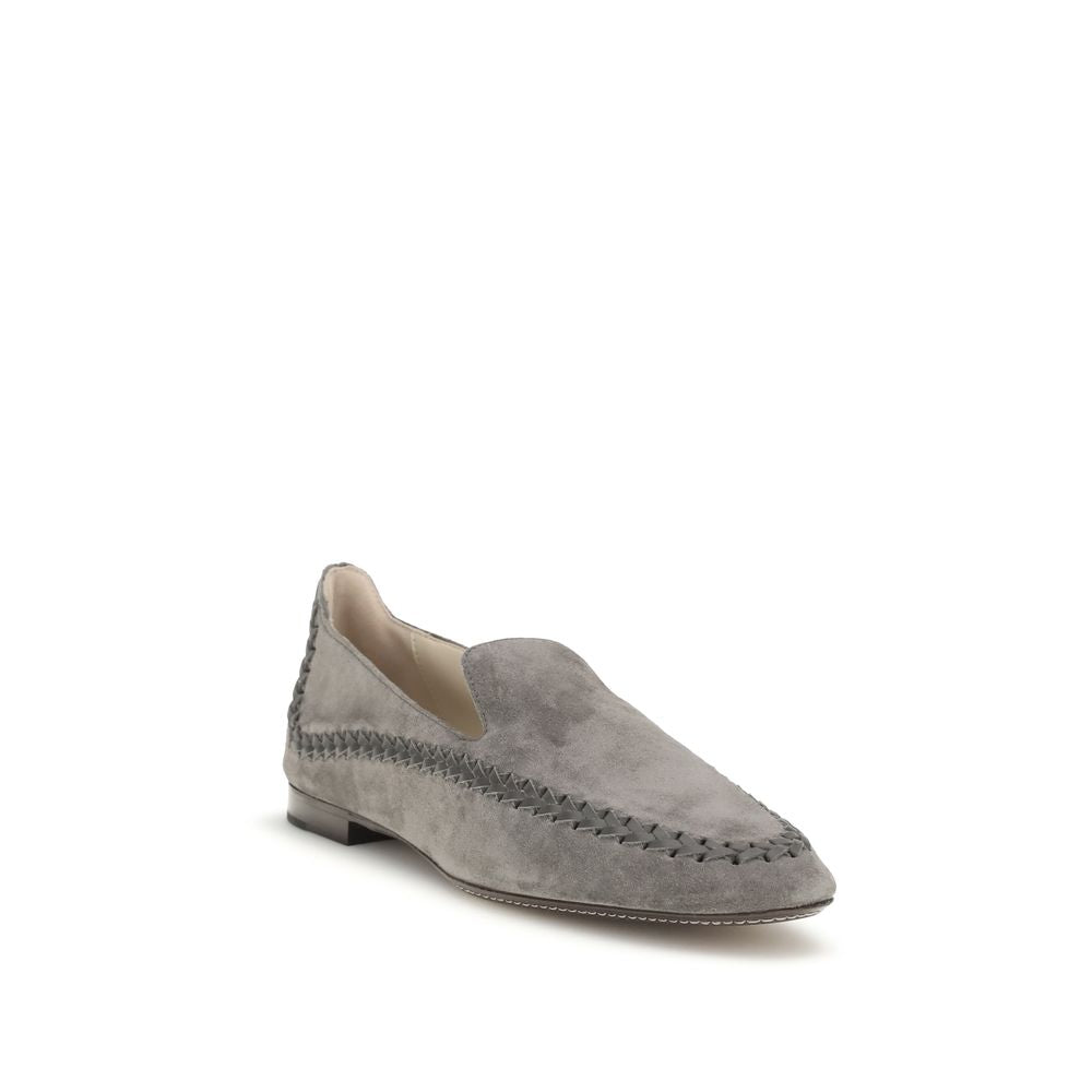 Giorgio Armani Gray Calf Leather Bos Taurus Slip-On Women's Loafers