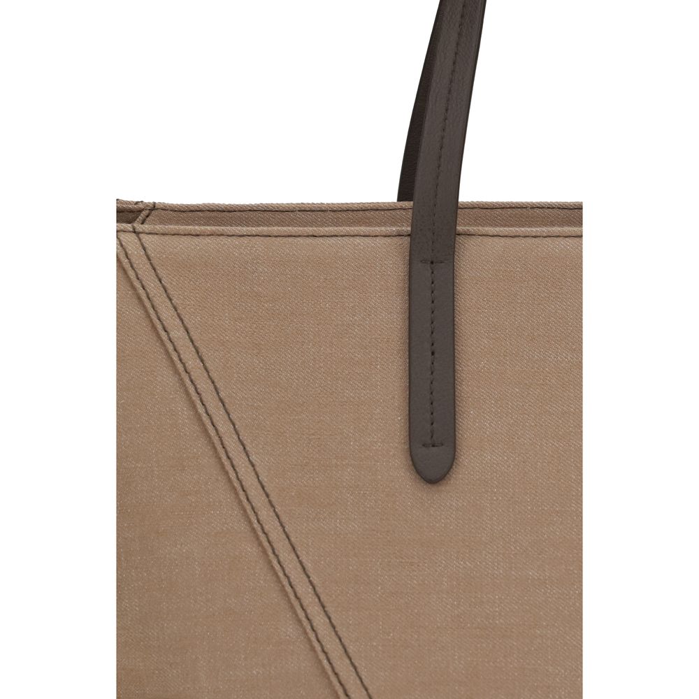 Brunello Cucinelli Beige Cotton Shoulder Women's Bag