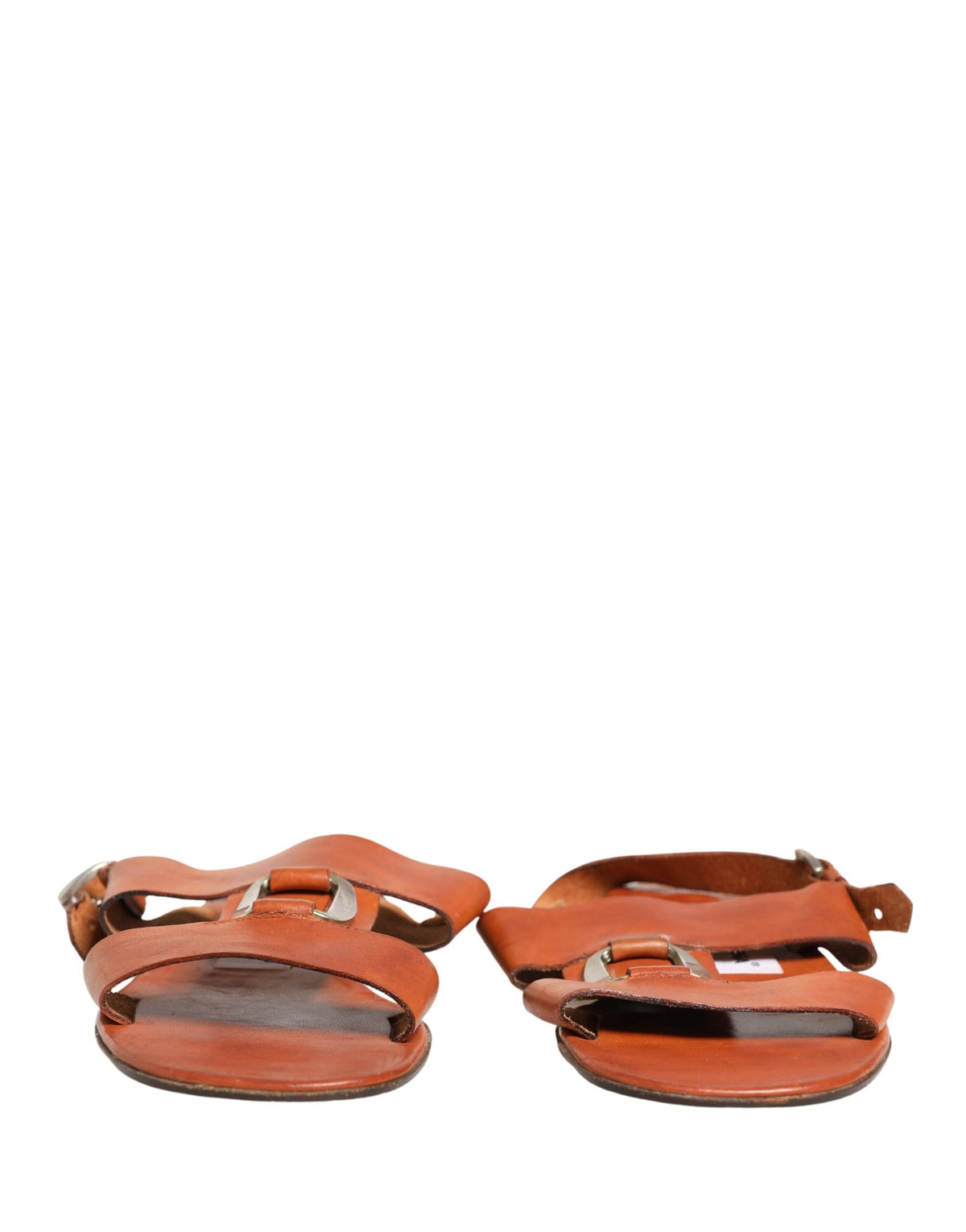 Dolce & Gabbana Brown Leather Flat Sandals Women's Shoes (Pre-Owned)