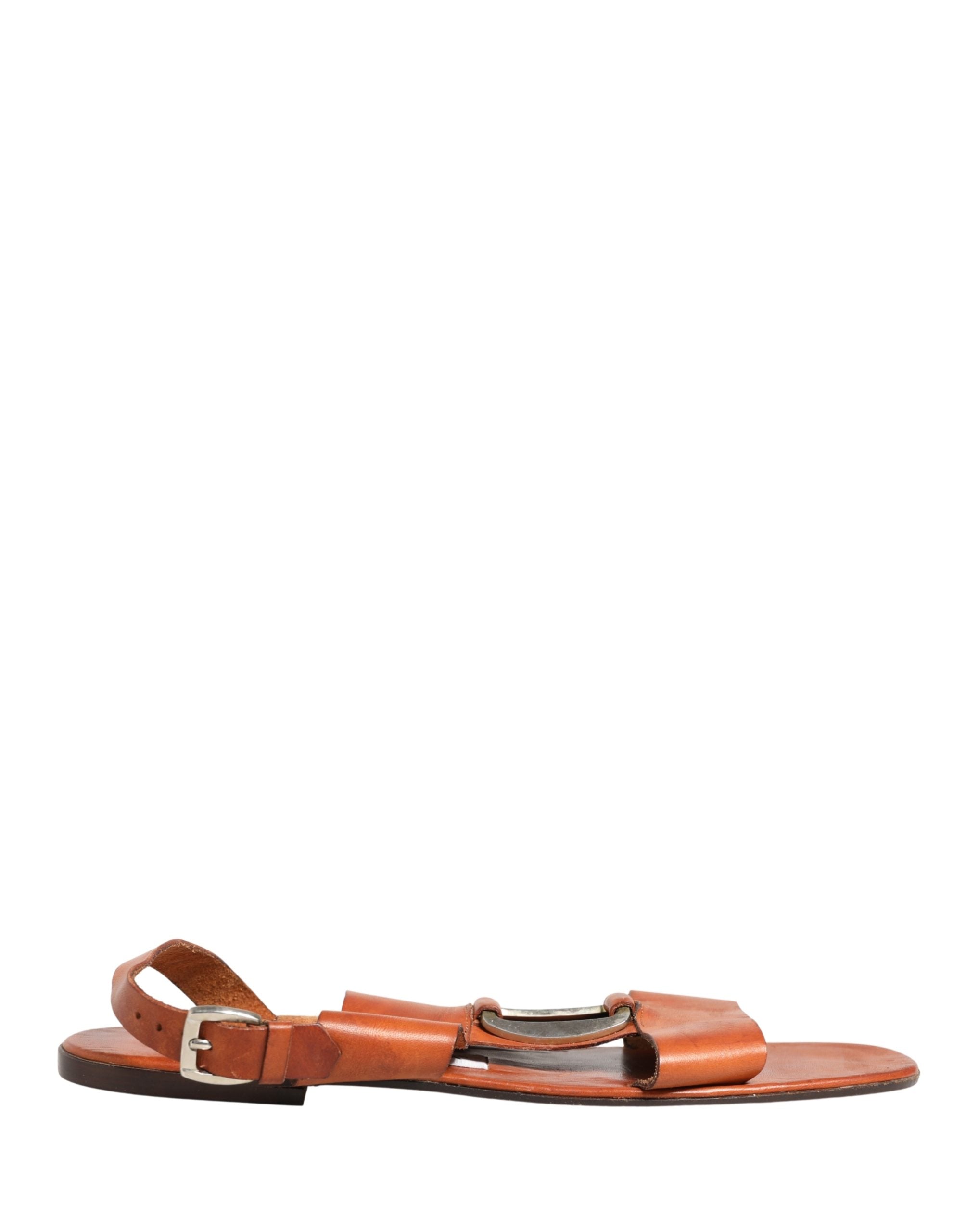 Dolce & Gabbana Brown Leather Flat Sandals Women's Shoes (Pre-Owned)