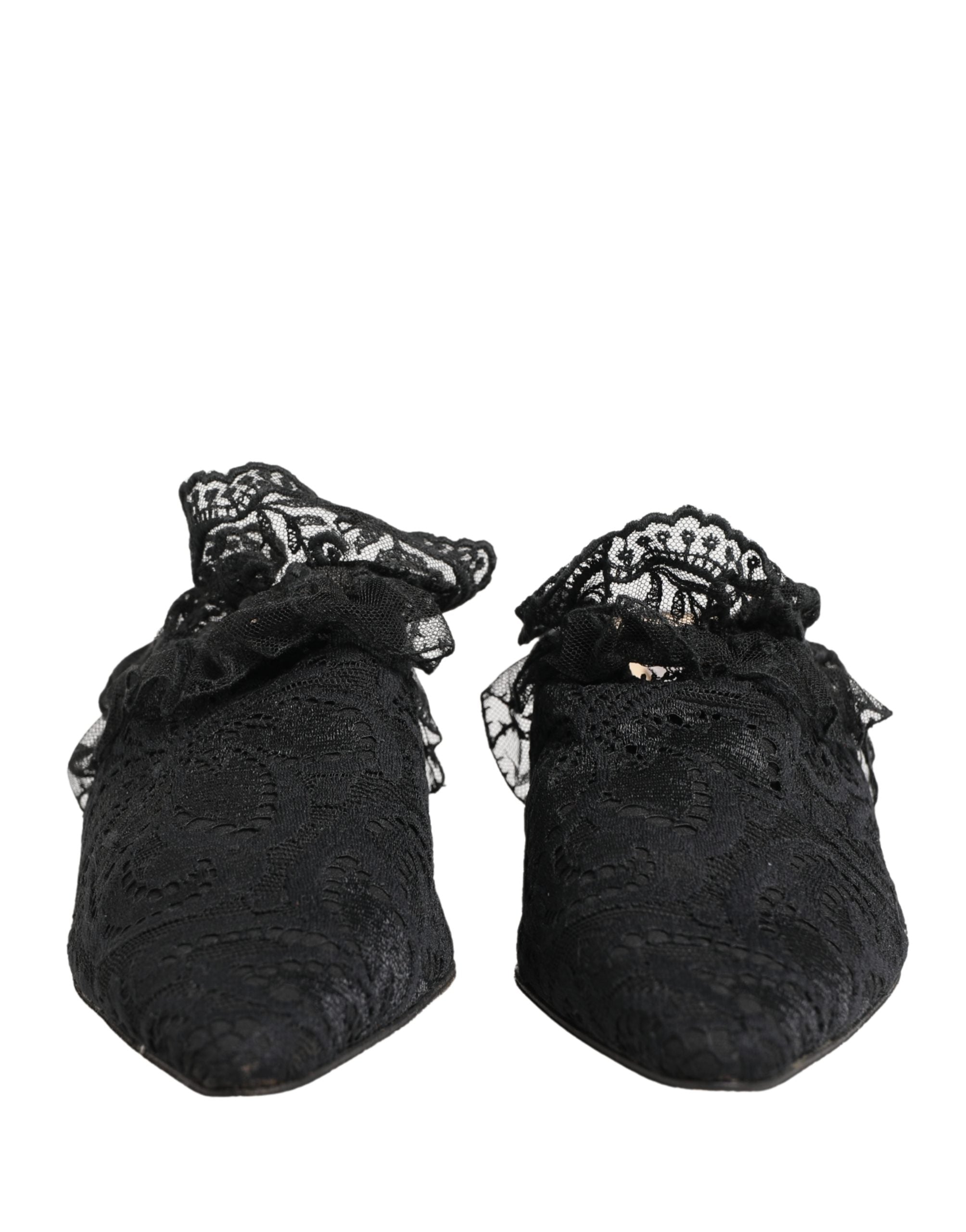 Dolce & Gabbana Black Lace Heels Sandals Women's Shoes (Pre-Owned)
