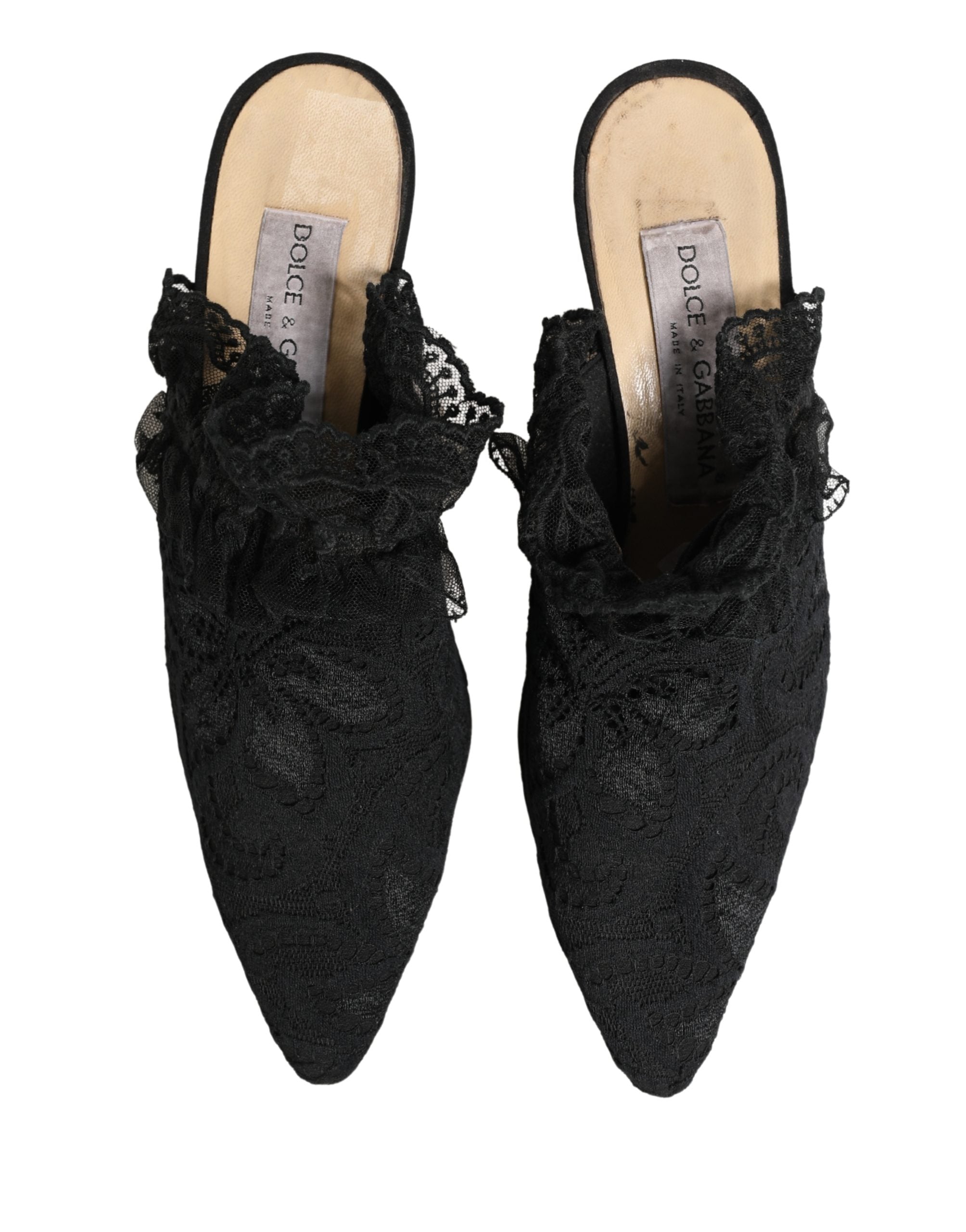 Dolce & Gabbana Black Lace Heels Sandals Women's Shoes (Pre-Owned)