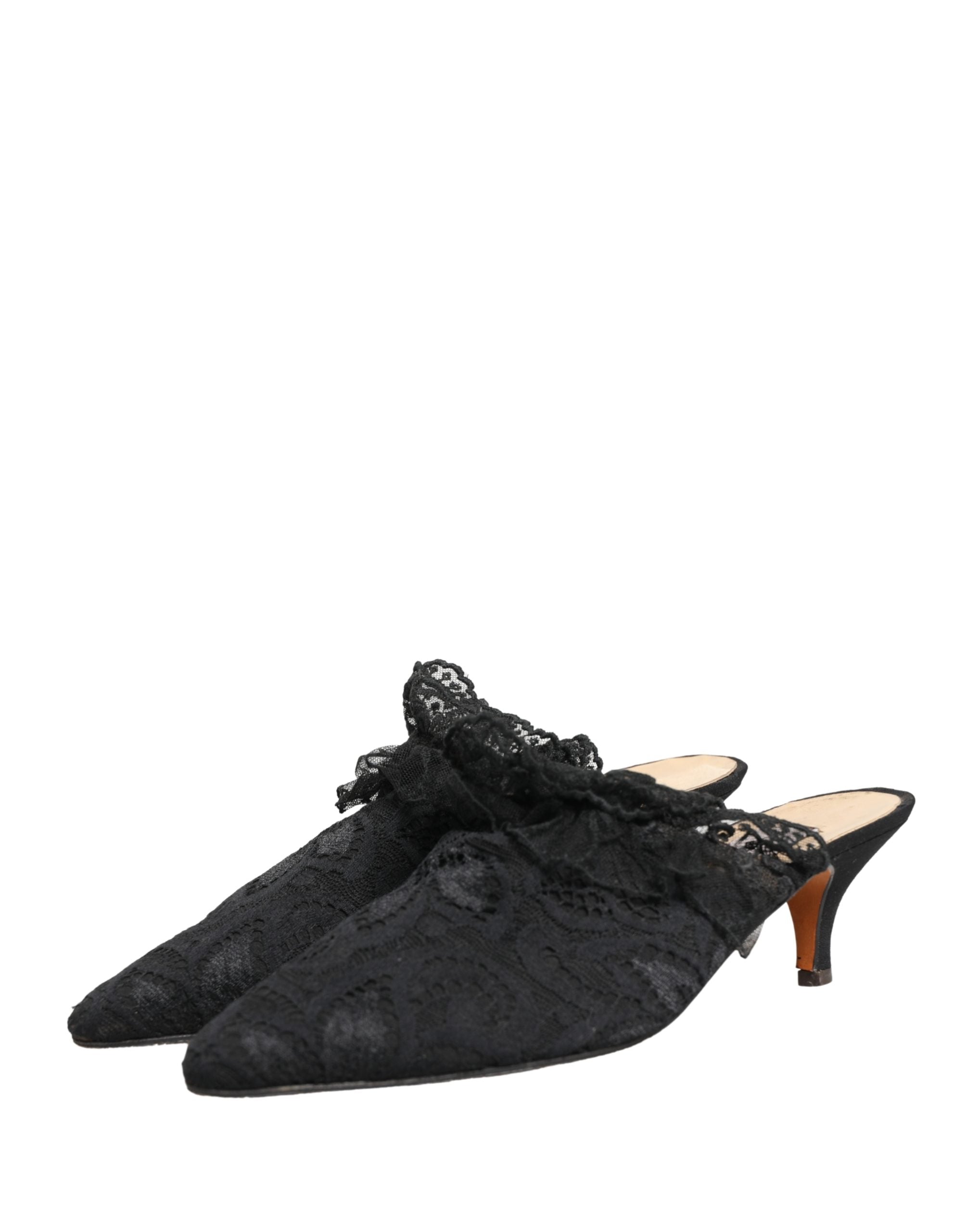 Dolce & Gabbana Black Lace Heels Sandals Women's Shoes (Pre-Owned)