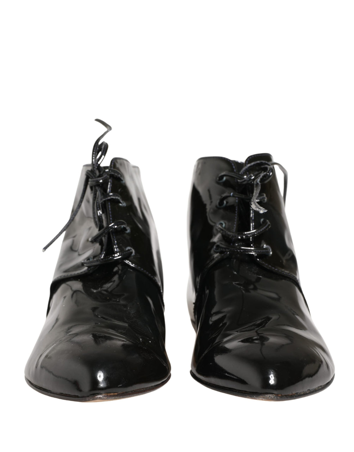Dolce & Gabbana Black Leather AnkleBoots Women's Shoes (Pre-Owned)