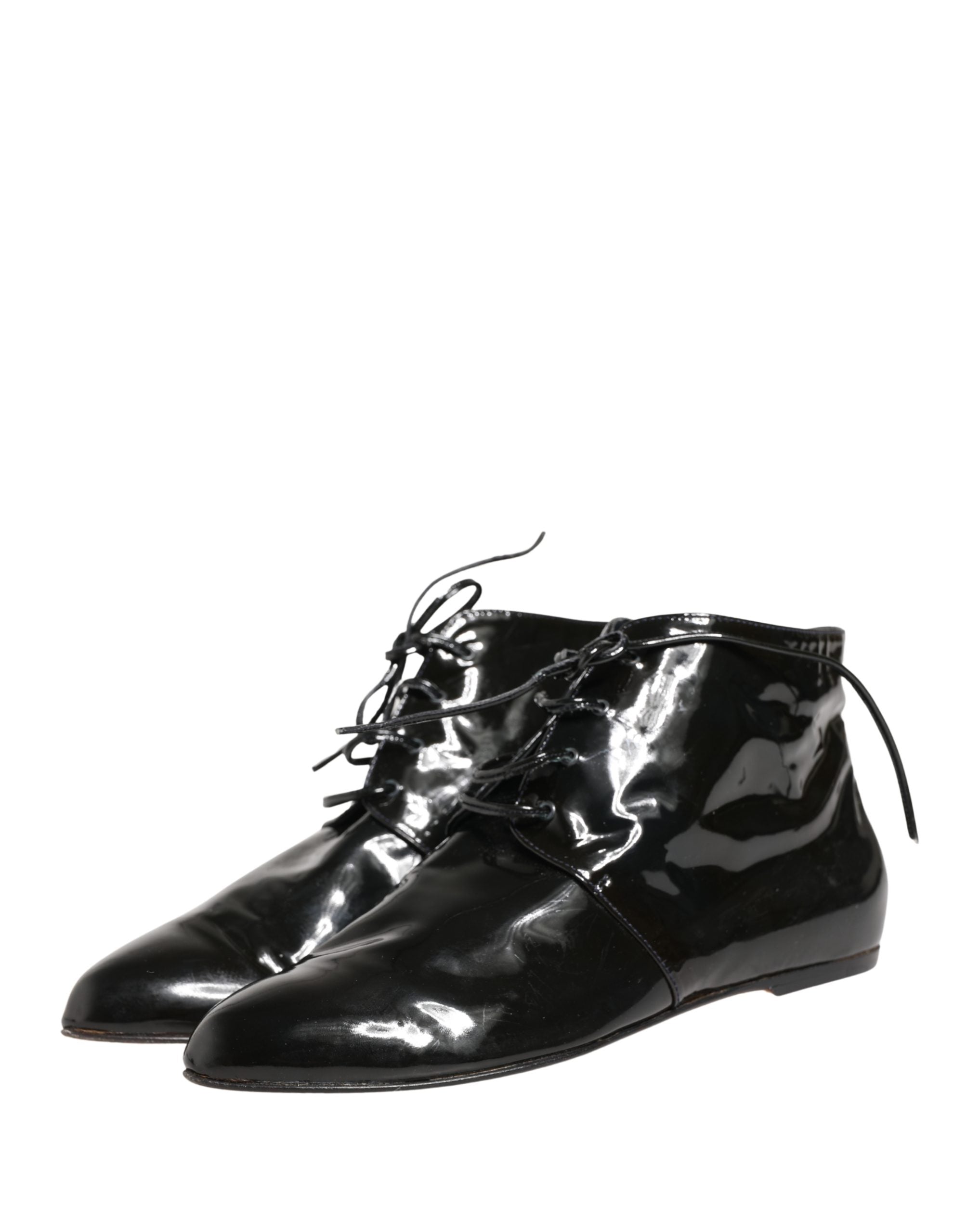 Dolce & Gabbana Black Leather AnkleBoots Women's Shoes (Pre-Owned)