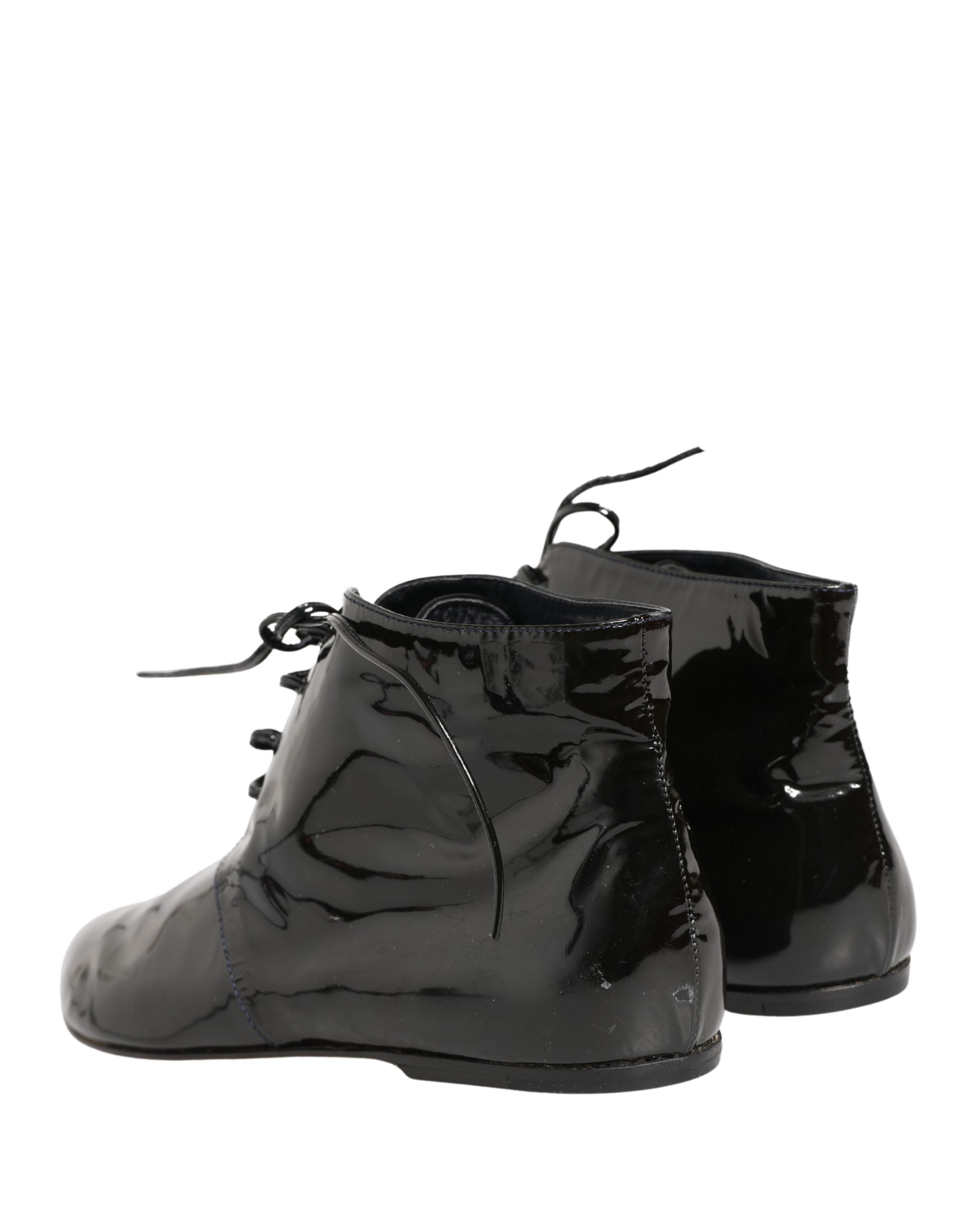 Dolce & Gabbana Black Leather AnkleBoots Women's Shoes (Pre-Owned)