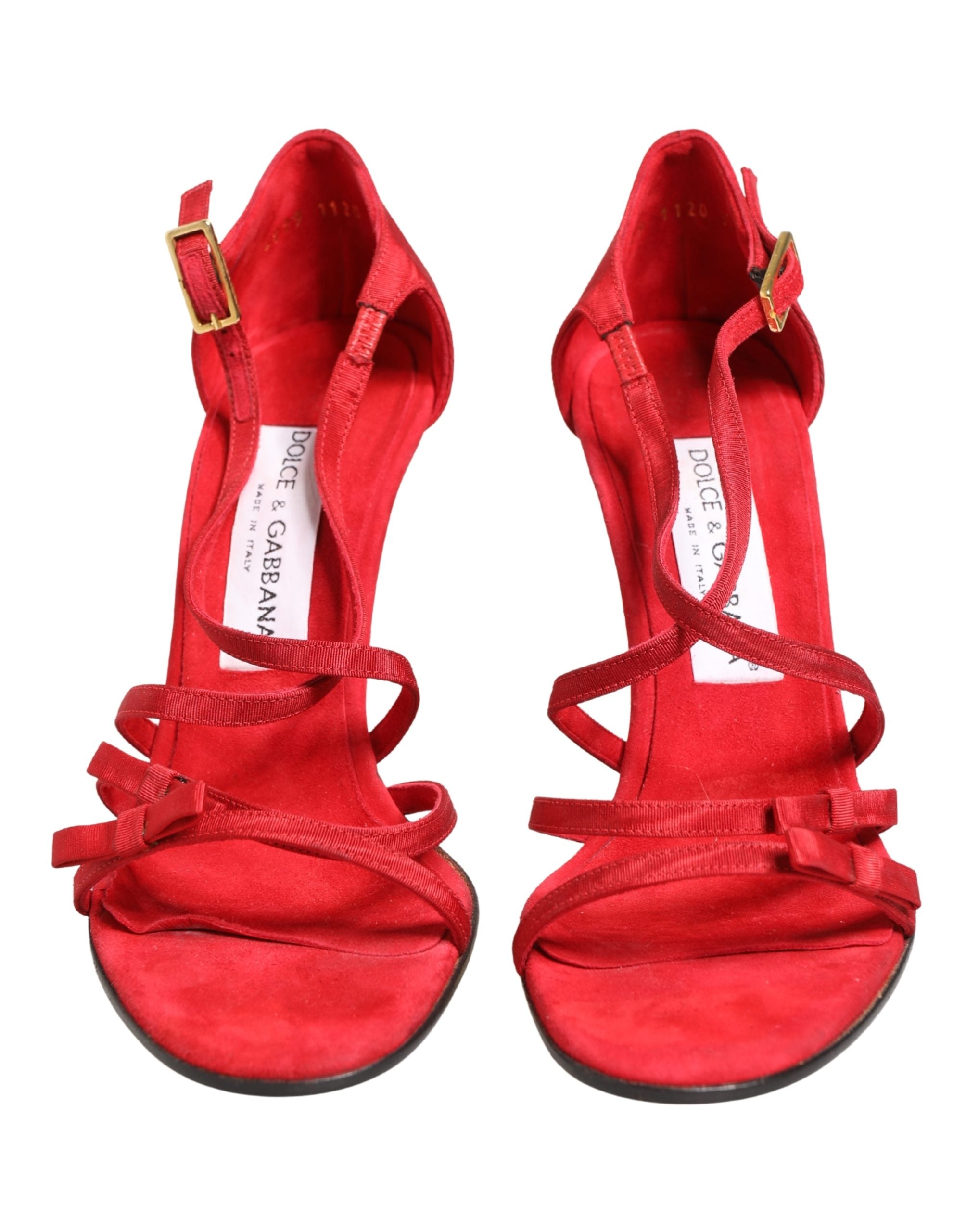 Dolce & Gabbana Red Calf Suede Strappy Heels Sandals Women's Shoes (Pre-Owned)