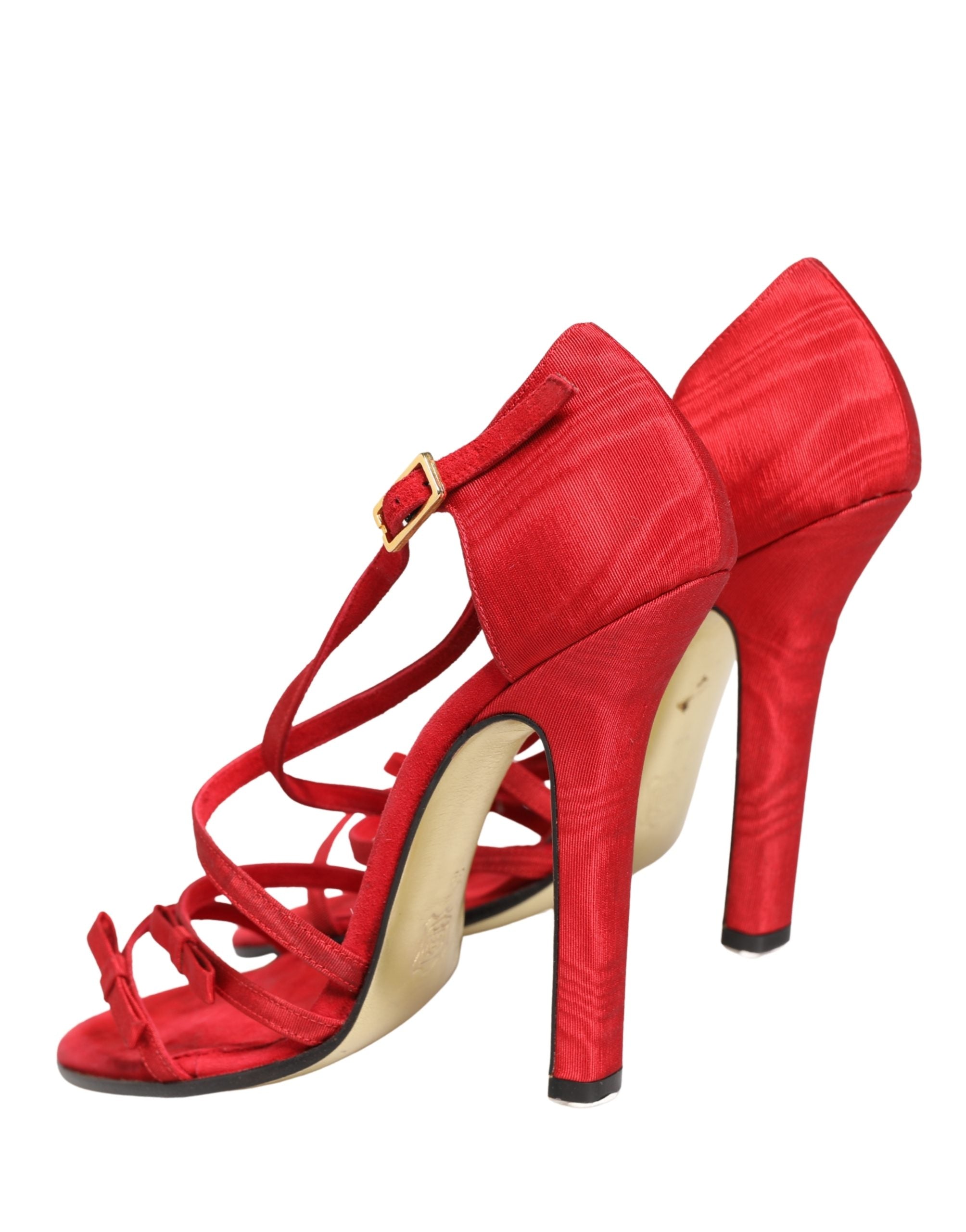 Dolce & Gabbana Red Calf Suede Strappy Heels Sandals Women's Shoes (Pre-Owned)
